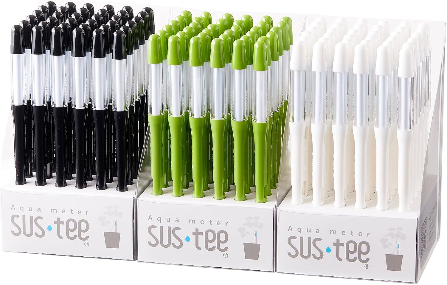Sustee Aquameter - Small - Black - Bundle of 36 - Leave-in Soil Moisture Meter for Potted Plants - Plant Water Sensor