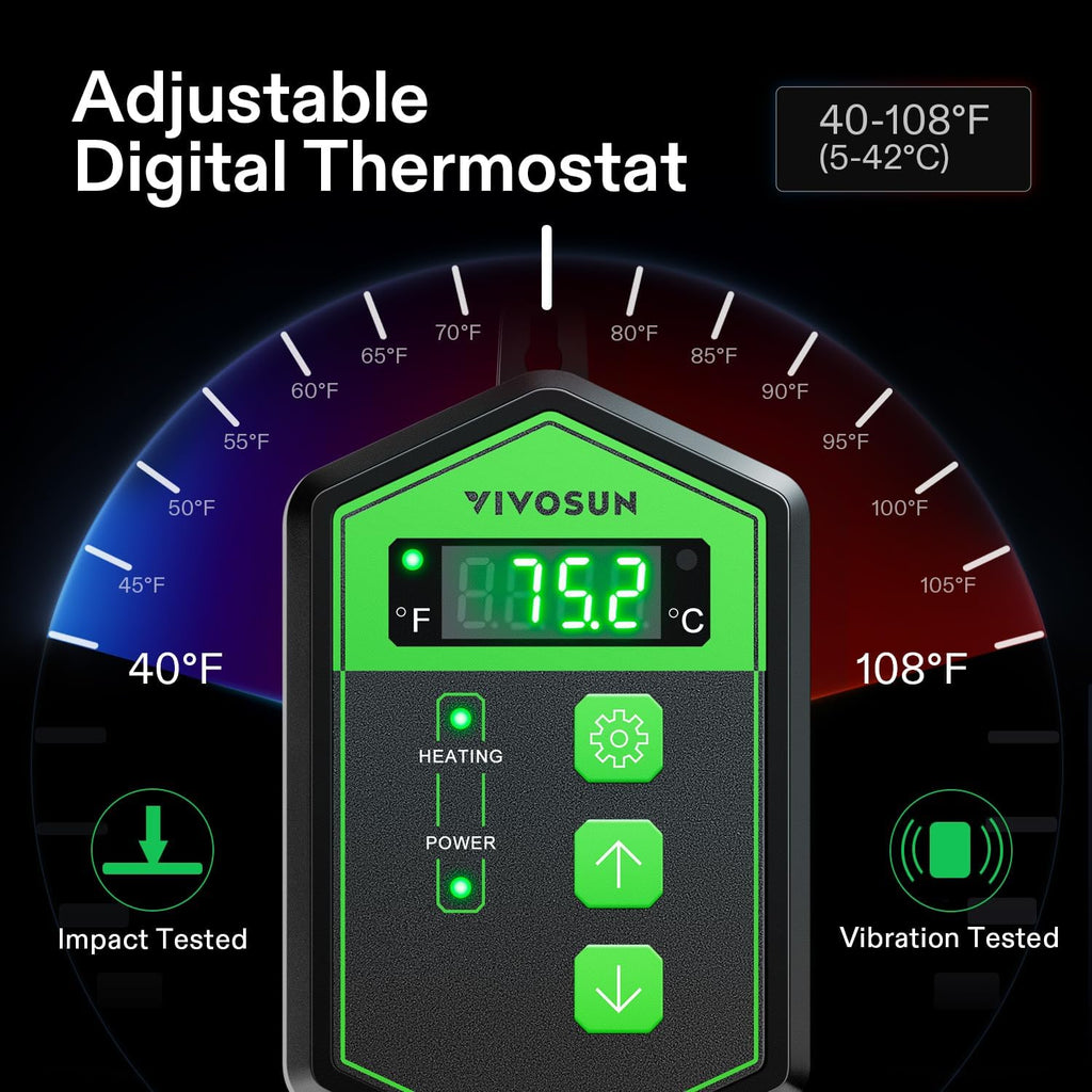 VIVOSUN 20" x 20.75" Seedling Heat Mat and Digital Thermostat Combo Set | UL & MET-Certified Warm Hydroponic Heating