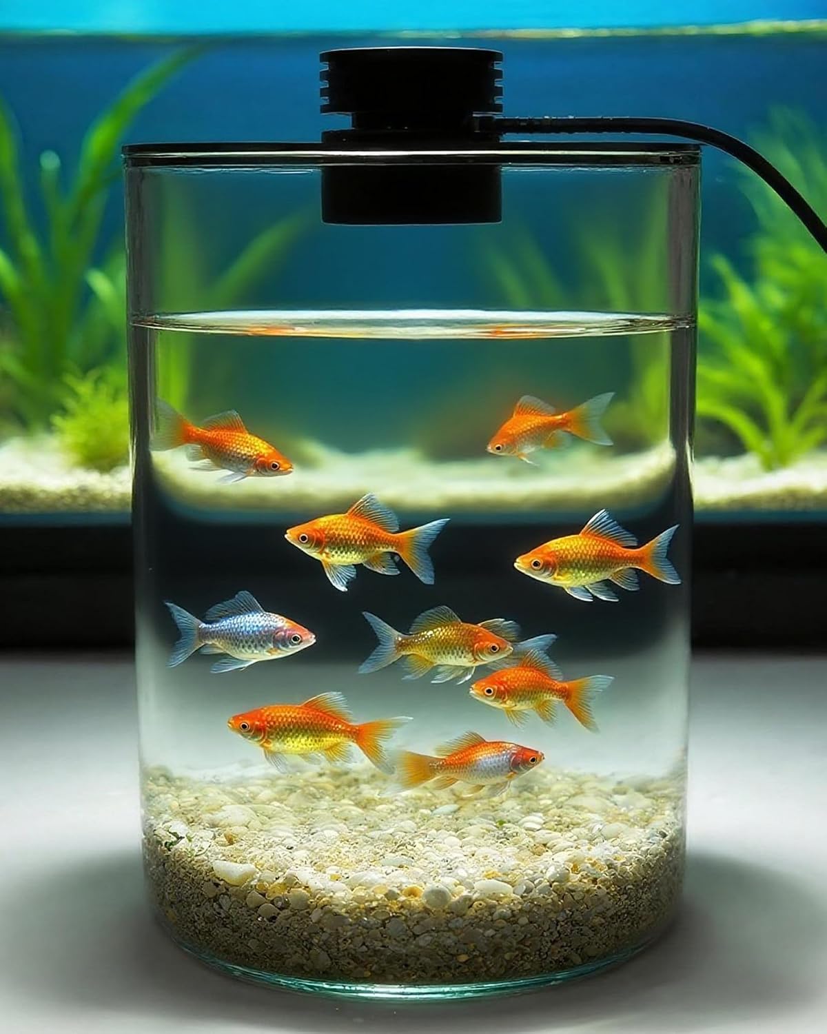 Desktop Glass Terrarium with Grow Light (7.5" H x 5.9" D) - for Succulents, Moss, Mini Gardens, Betta Fish Tanks