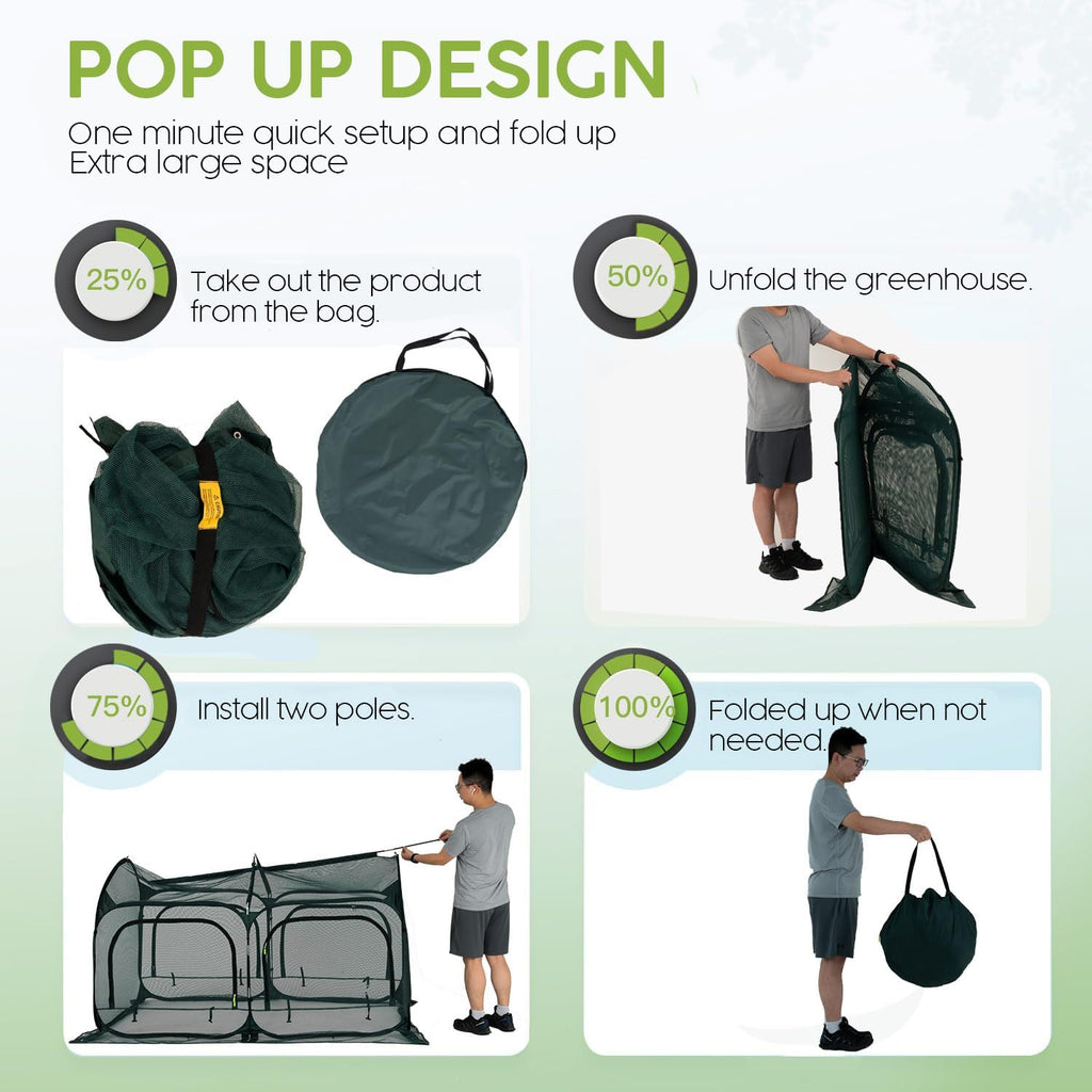 Poray Large 5.3x2.6FT Plant Netting Cover, Pop up Tunnel Crop Cage Gardening Net,Pest Guard Cover for Vegetables