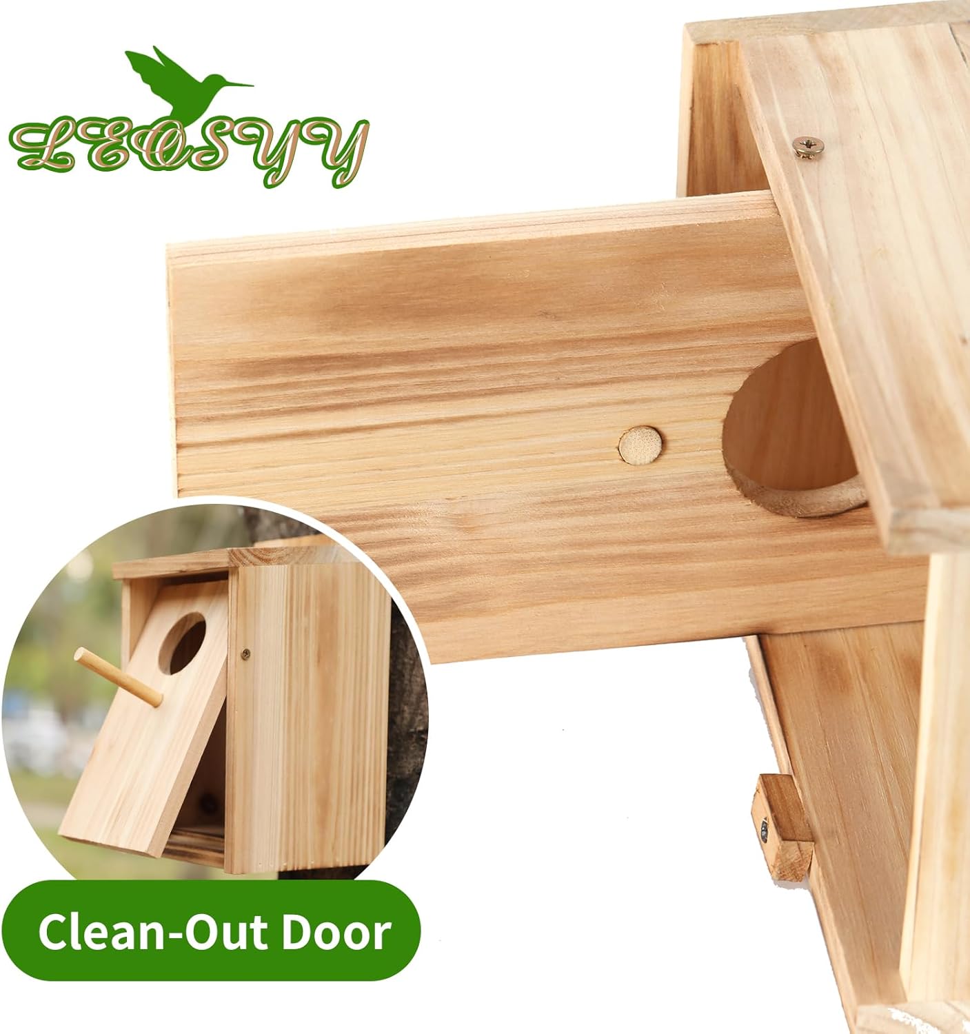 LEOSYY2 Pack Bird Houses for Outside with Clean-Out Door,Bird House Outdoor | Solid wood outdoor nesting boxes for