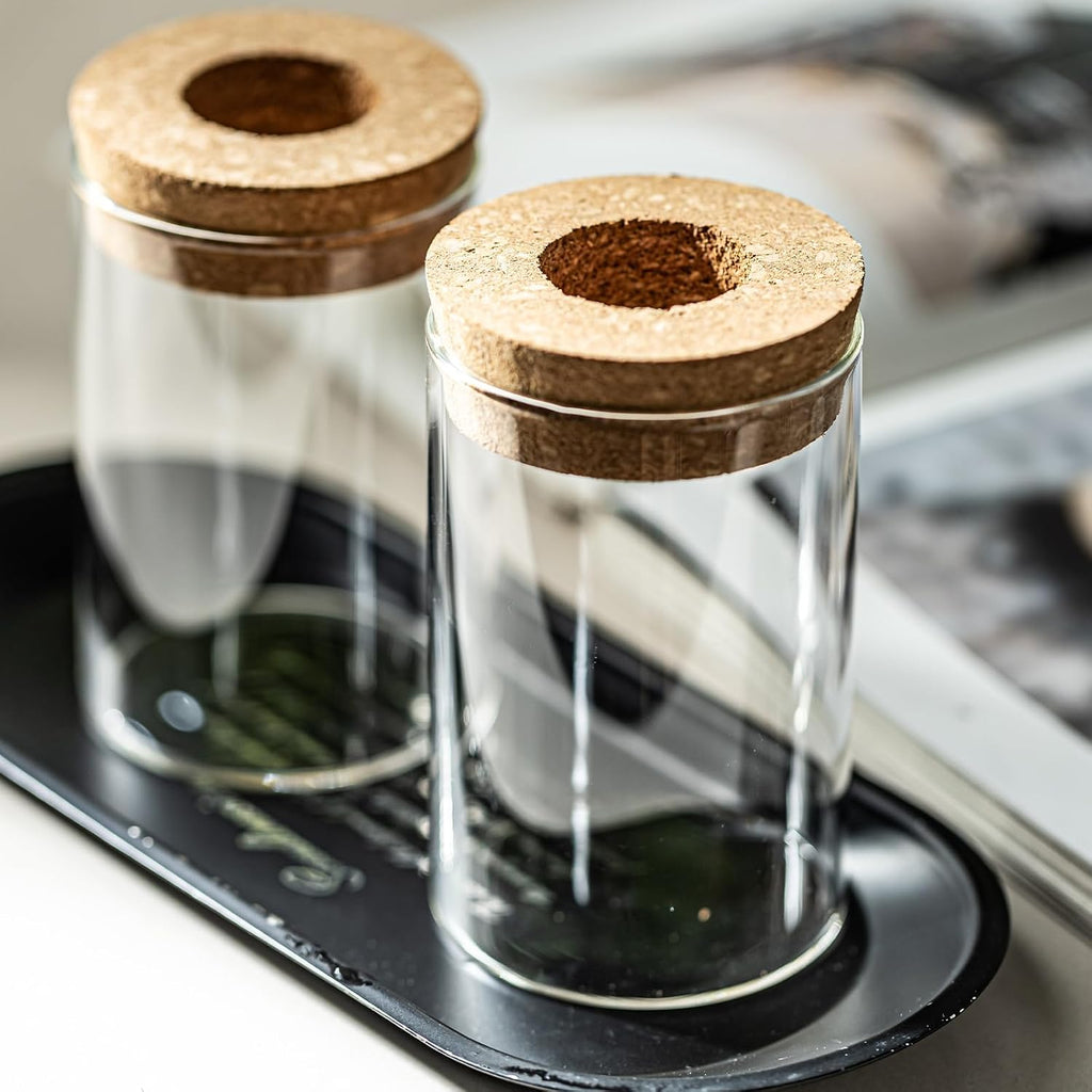 Separated Desktop Glass Flower Vases with Wooden Saucers - Ideal Plants Propagation Stations for Living Room, Bedroom