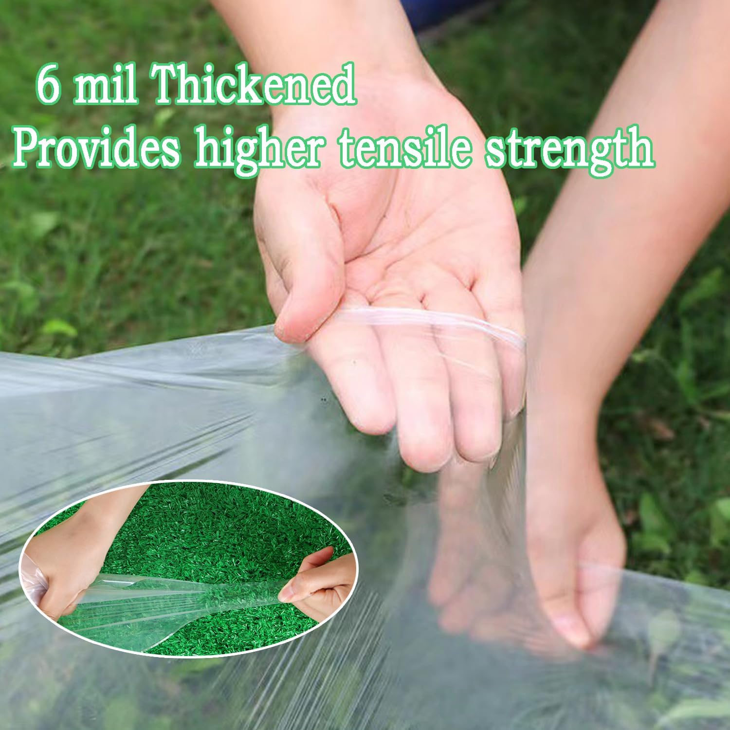8x26 FT Greenhouse Plastic Sheeting, 6 Mil Clear Poly Film Cover | Waterproof Wind Frost Dust UV Resistant Green House