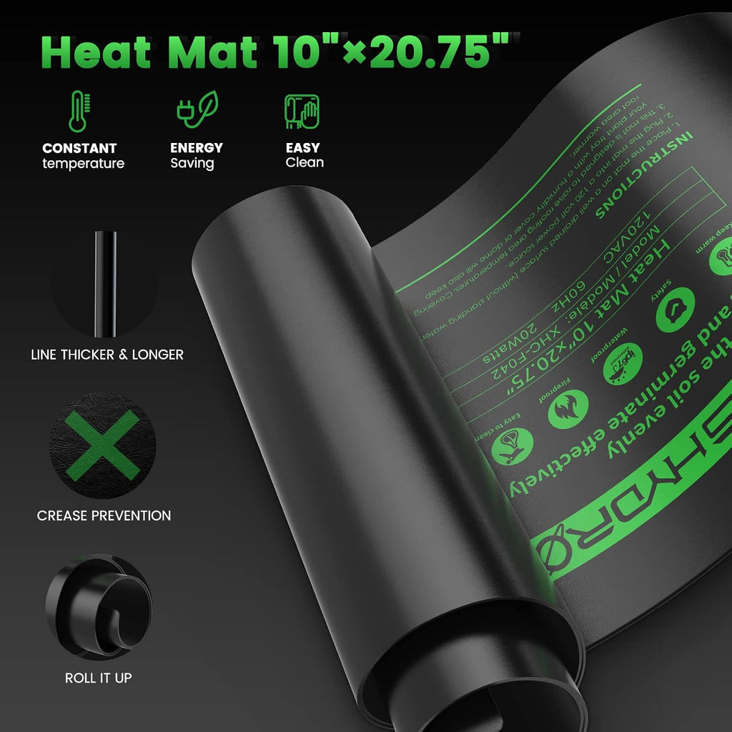 MARS HYDRO 10''x 20.75'' Seedling Heat Mat with Thermostat Combo Set，Heating Pad for for Germination, Indoor Gardening