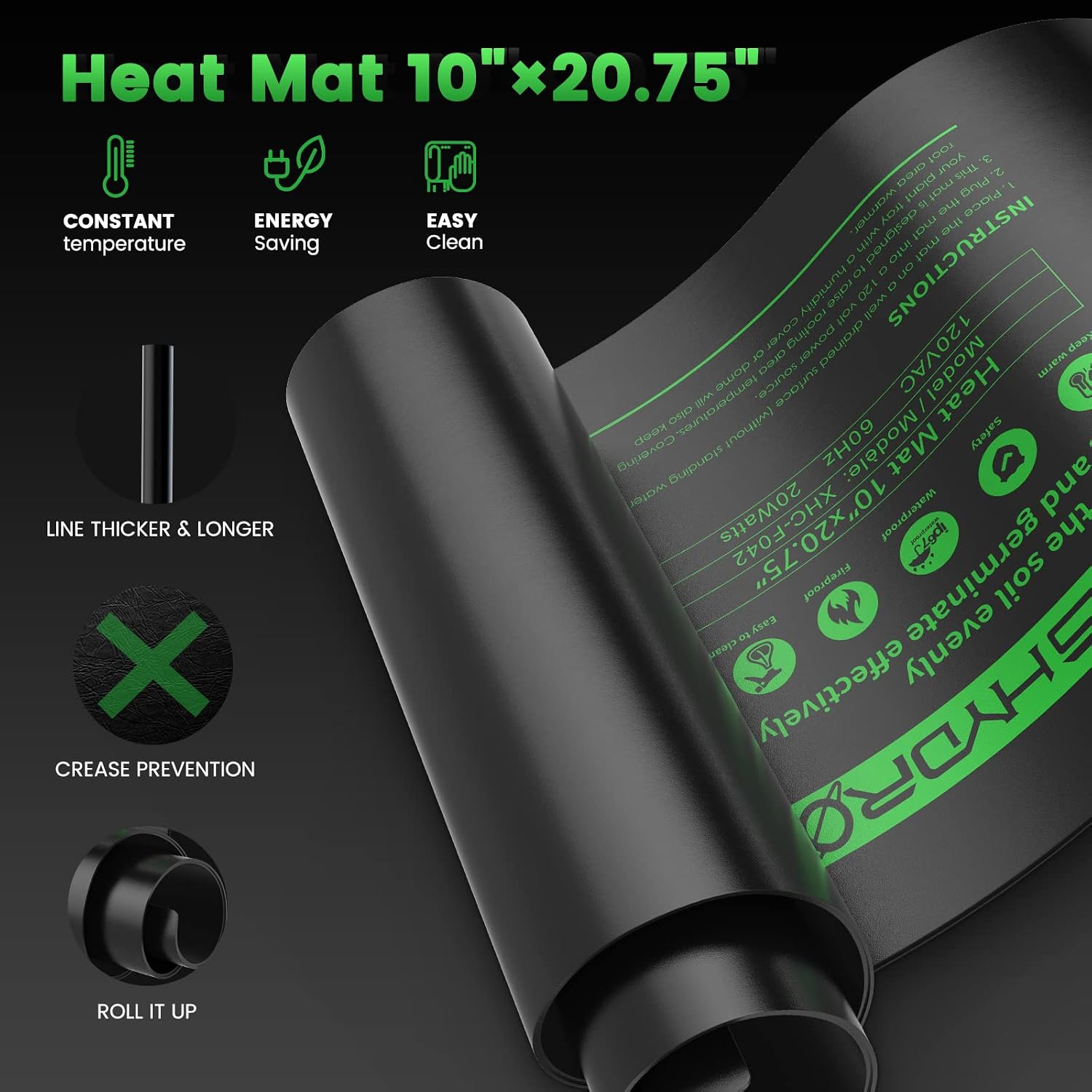 MARS HYDRO 10''x 20.75'' Seedling Heat Mat with Thermostat Combo Set，Heating Pad for for Germination, Indoor Gardening