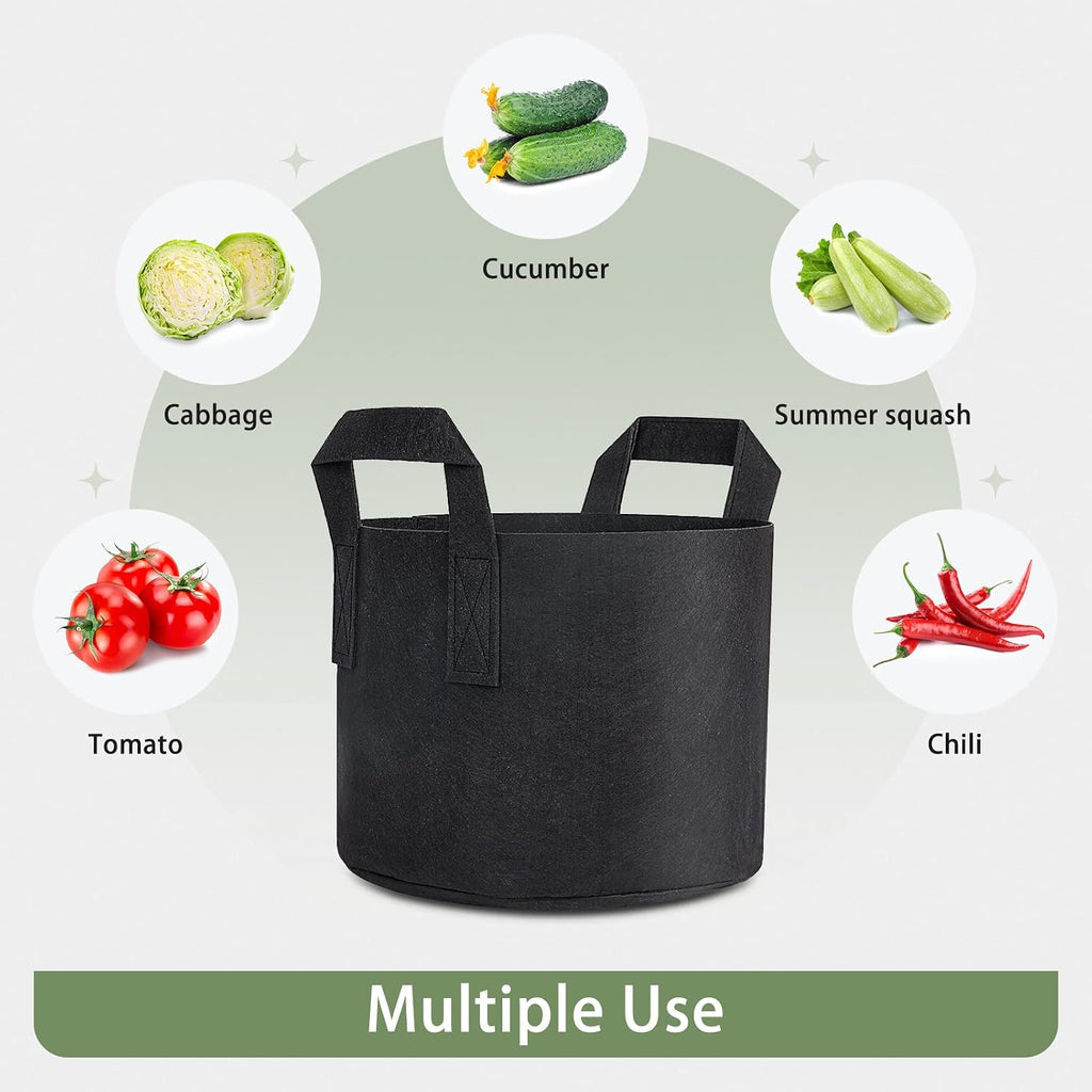 GreatBuddy Grow Bags 5 Gallon 24-Pack, Heavy Duty Fabric Grow Bags with Handles for Vegetables, Herbs, and Tomatoes