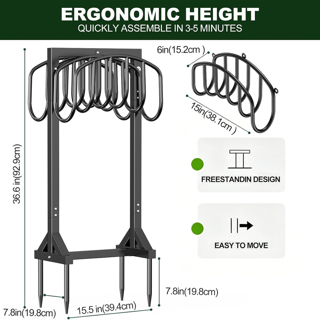 HeroicLion Garden Hose Holder Holds 2 x 151FT Hoses, Heavy-Duty Metal Freestanding Hose Stand Hanger with Stable Base