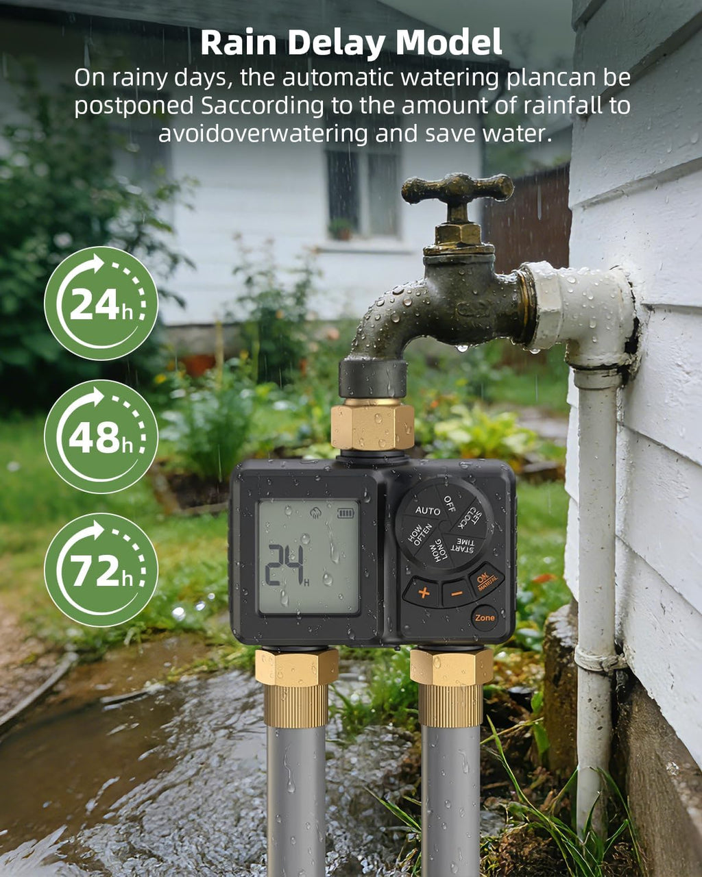 Sprinkler Timer 2 Zone,Water Timer for Garden Hose with Lithium Battery Hose Timers with Brass Inlet