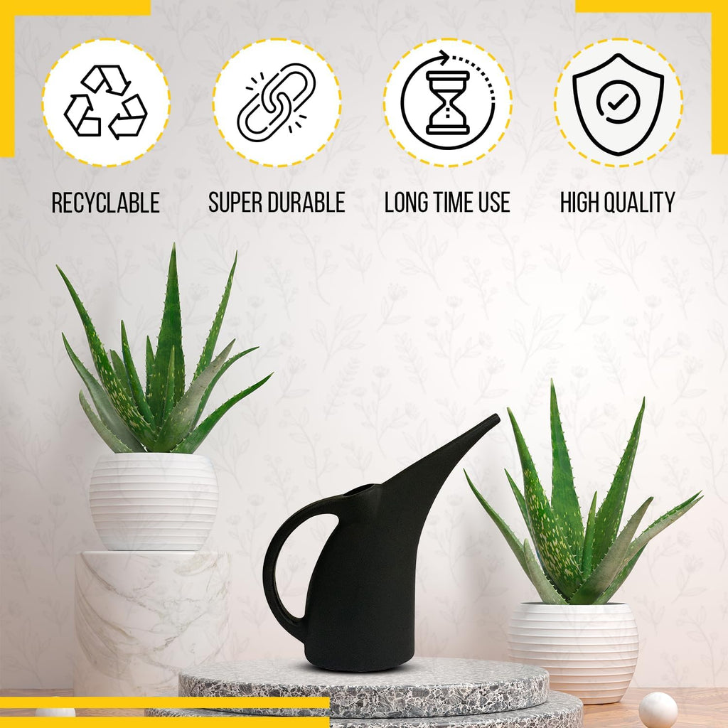 Watering Can 1/2 Gallon - Small Watering Can for Indoor Plants - Outdoor Watering Can - Black Plant Waterer - Plastic
