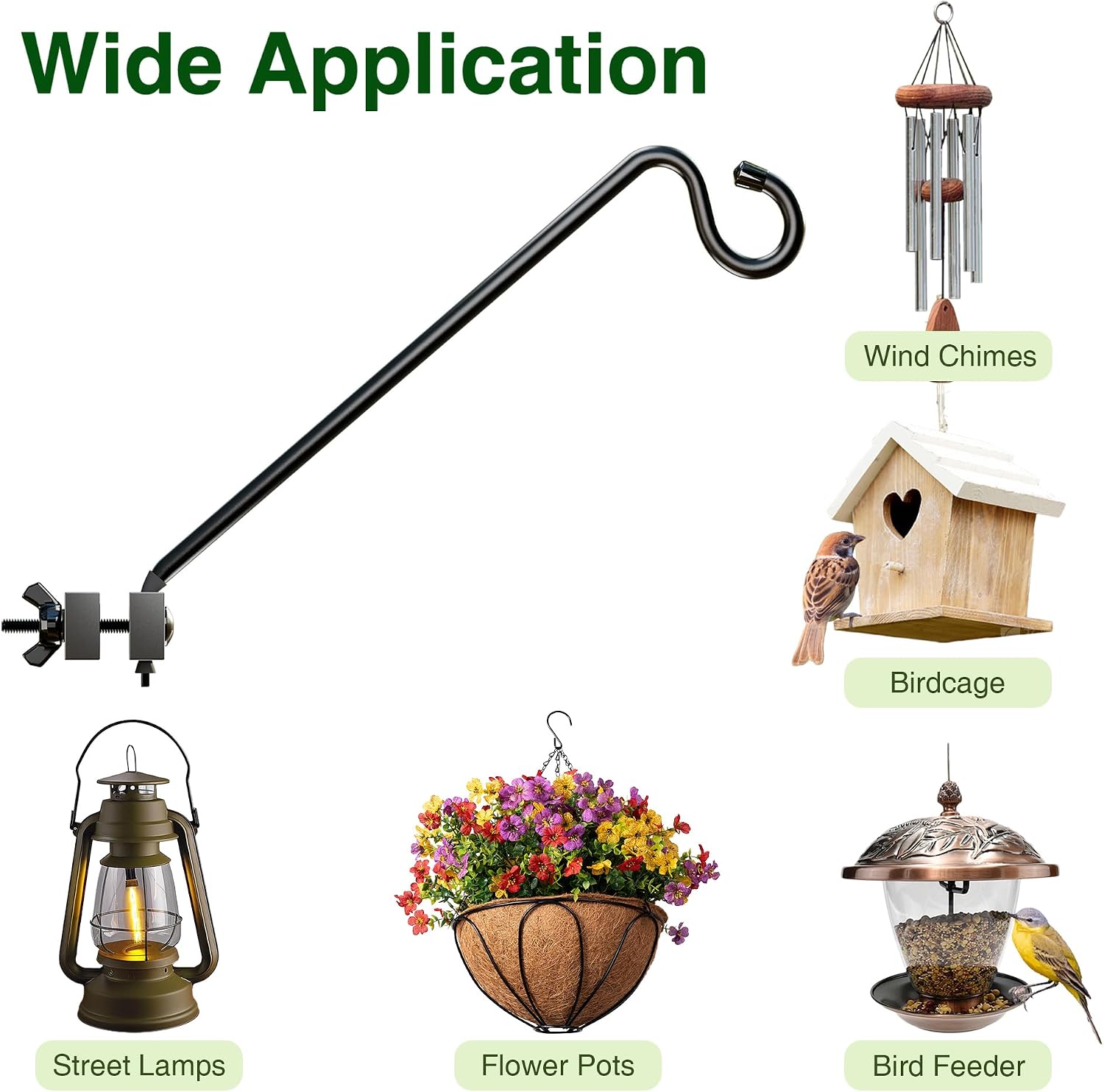 2 Pack 12Inch Deck Hook Deck Bird Feeder Hanger for Railing, 22lbs Capacity | for Hanging Bird Feeders, Suet Baskets
