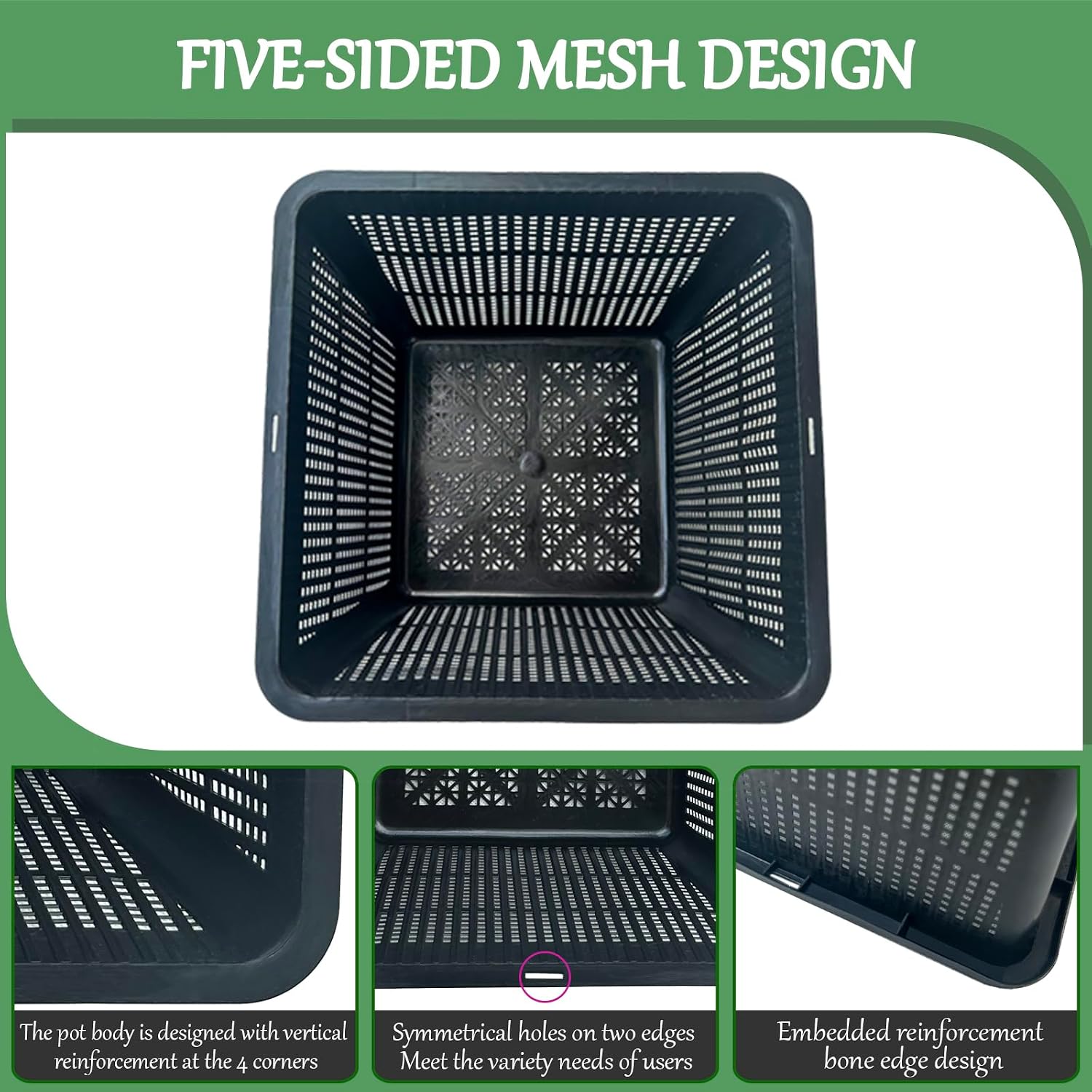 8 Pcs 9 Inch Pond Plant Baskets for Plants Hydroponics Net Pots Water Garden Plant Pots Black Plastic Pond Basket