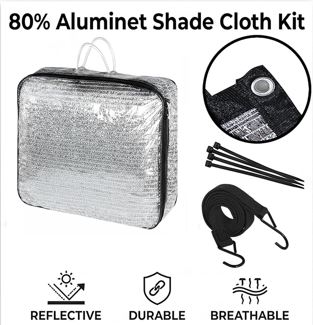 10x20 FT 80% Aluminet Shade Cloth, Reflective Tarp, Heat Blocking Mesh | Reflective tarp mesh blocks heat and UV rays