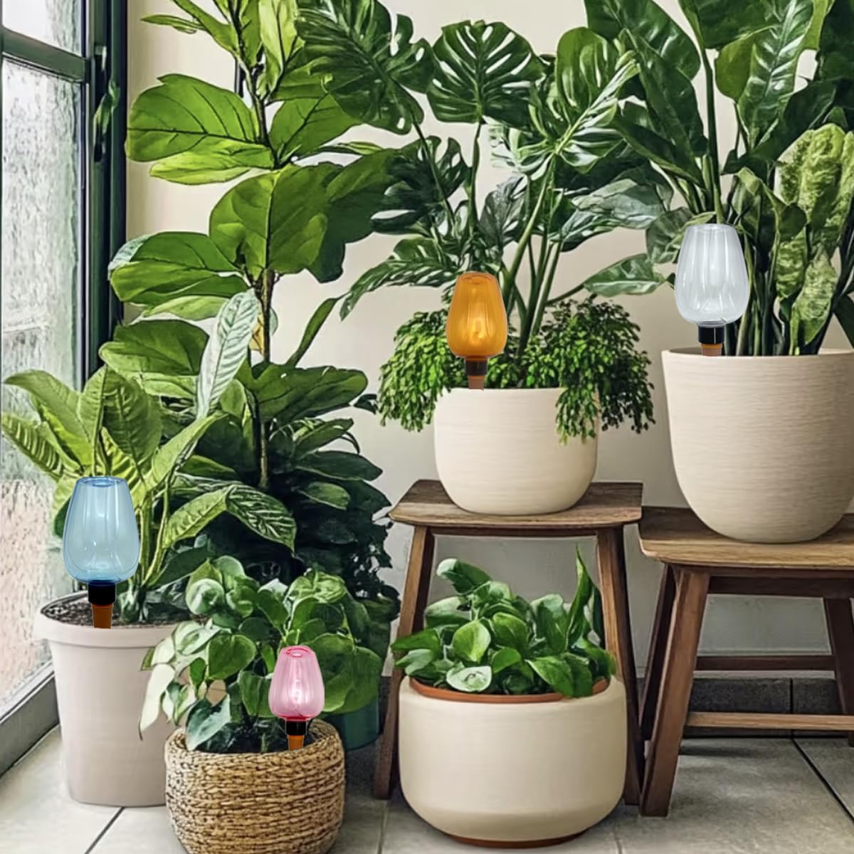 4 Pcs Self Watering for Vacations Indoor Outdoor Plants Automatic Watering Planter Plant Spikes Devices Irrigation
