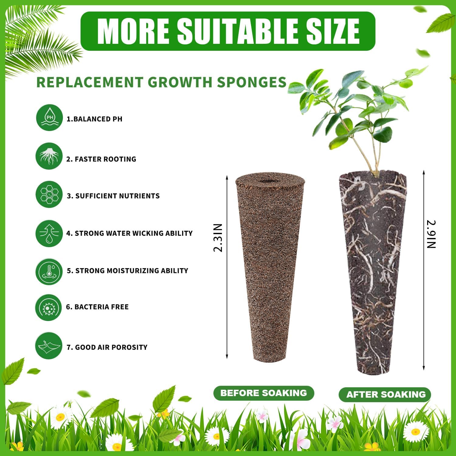200 Pack Hydroponic Grow Sponges, Seed Pods Replacement | Grow Sponges for Greenhouses & Germination Equipment, Starter