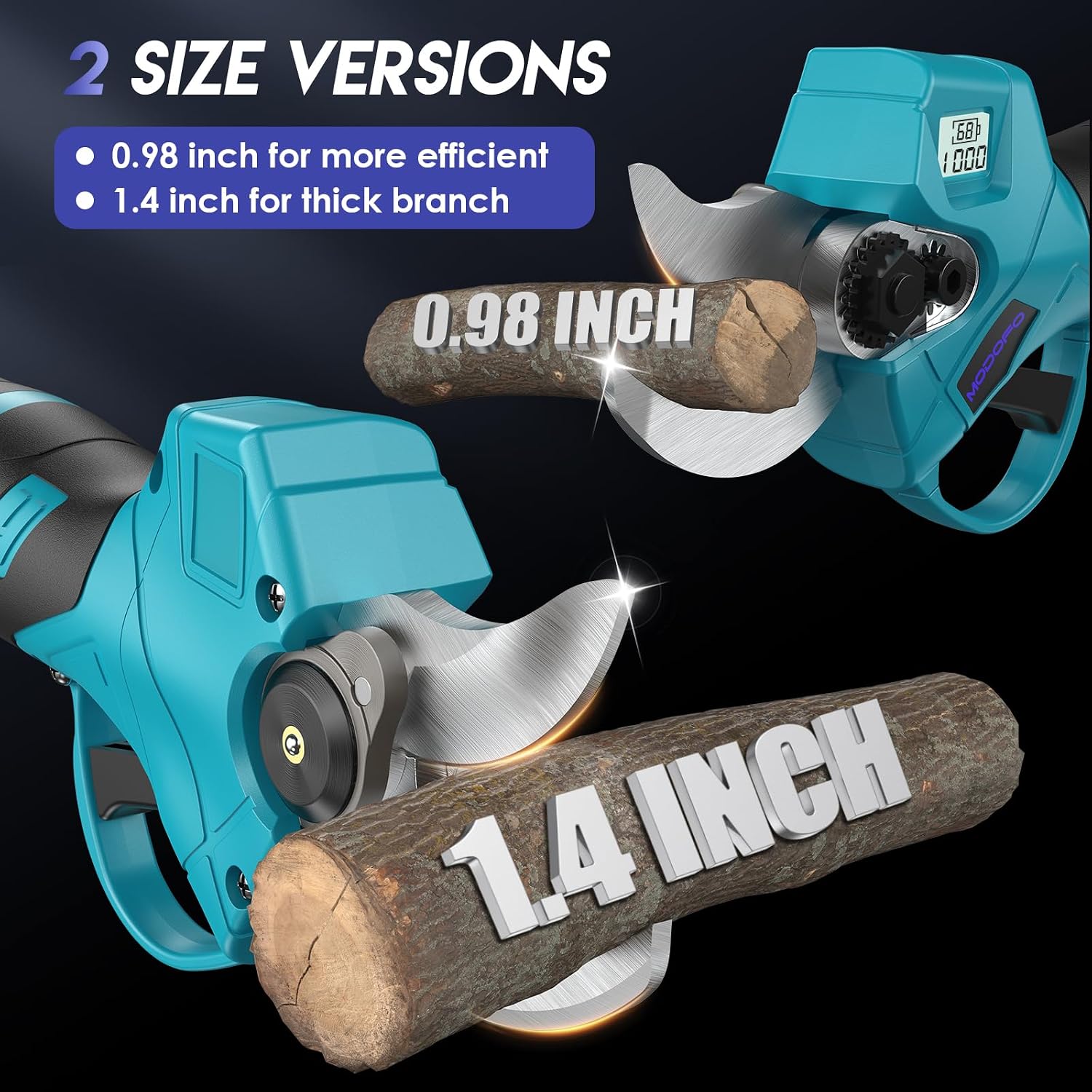 Upgraded Electric Pruning Shears, 1.4" Cutting Diameter Cordless Pruner with LCD Display, Brushless Motor, 2×2.0Ah