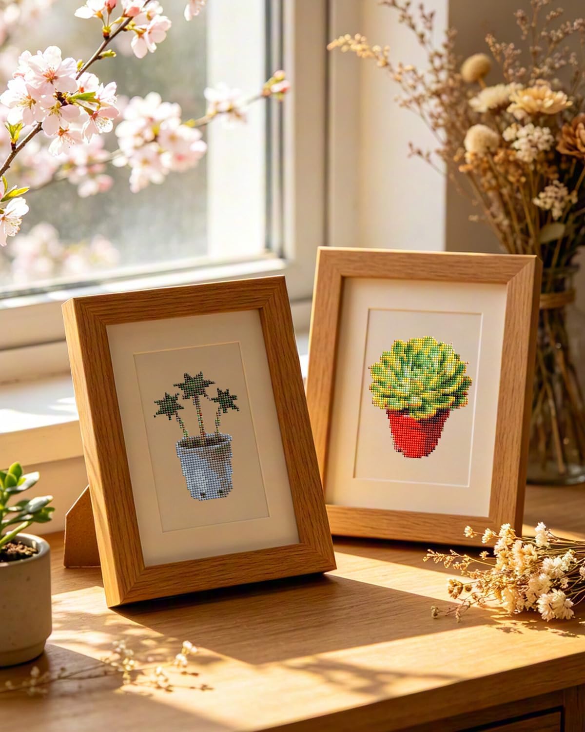 PeakLuv Small Diamond Art Kits, Succulents Mini Diamond Painting for Adults | Mini Diamond Art Kits for Beginners