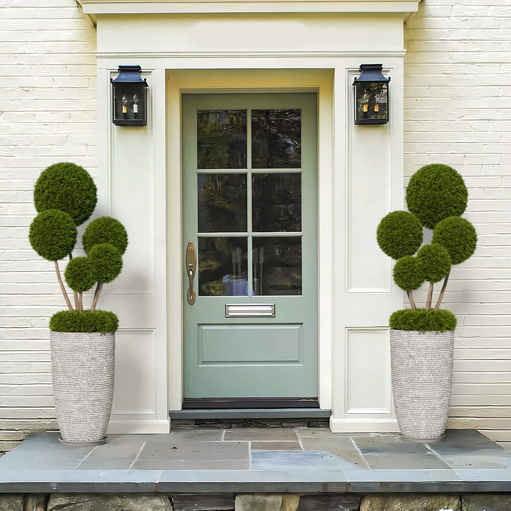 QCQHDU Set of 2 Oversized 9 Gallon Round Planters for Front Door & Patio - 12x21 Inch Tall Outdoor/Indoor Plant Pots