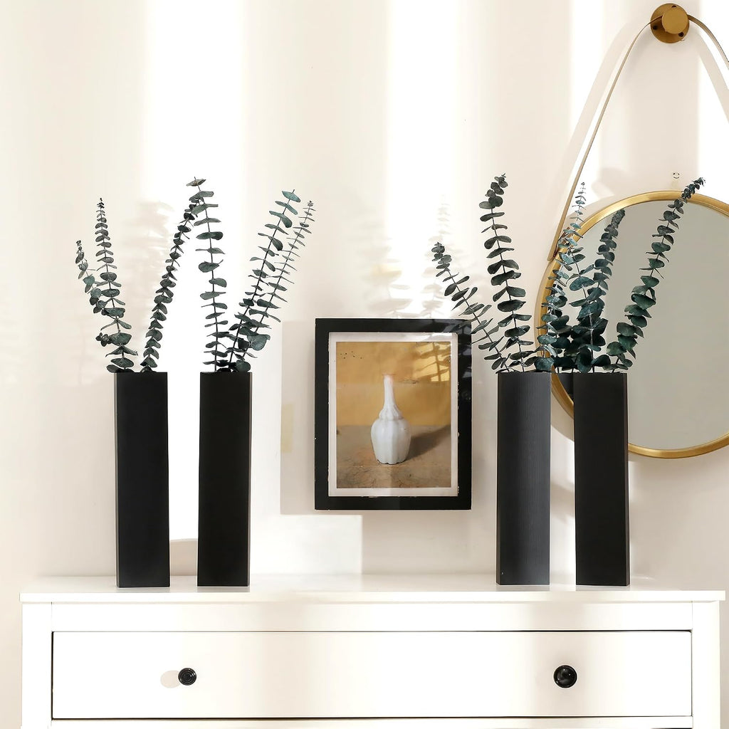 Wooden Wall Planter 4 Pack, Black Wood Wall Vase for Indoor Plants | Tall wood wall decor, wooden wall planter, wall