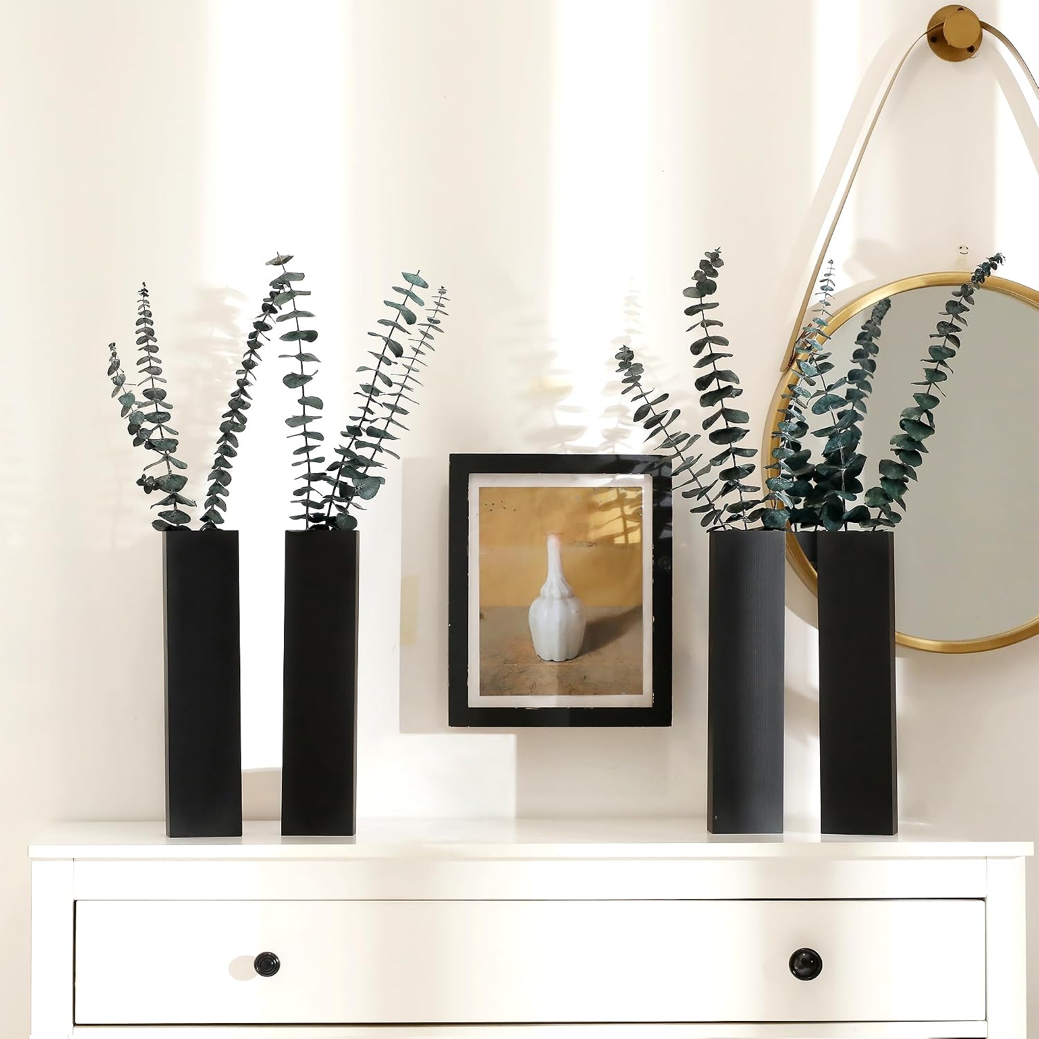Wooden Wall Planter 4 Pack, Black Wood Wall Vase for Indoor Plants | Tall wood wall decor, wooden wall planter, wall