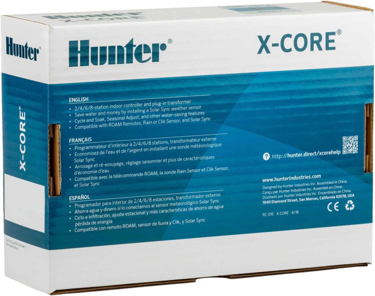 Hunter X-Core XC400i Indoor Sprinkler Timer, 4 Zone Irrigation Controller | Indoor 4 station irrigation controller with