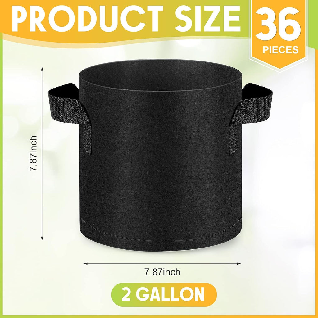 Nuanchu 36 Packs Grow Bags Bulk Aeration Fabric Pot with Handles Thickened Nonwoven Garden Bags to Healthy Root Growth
