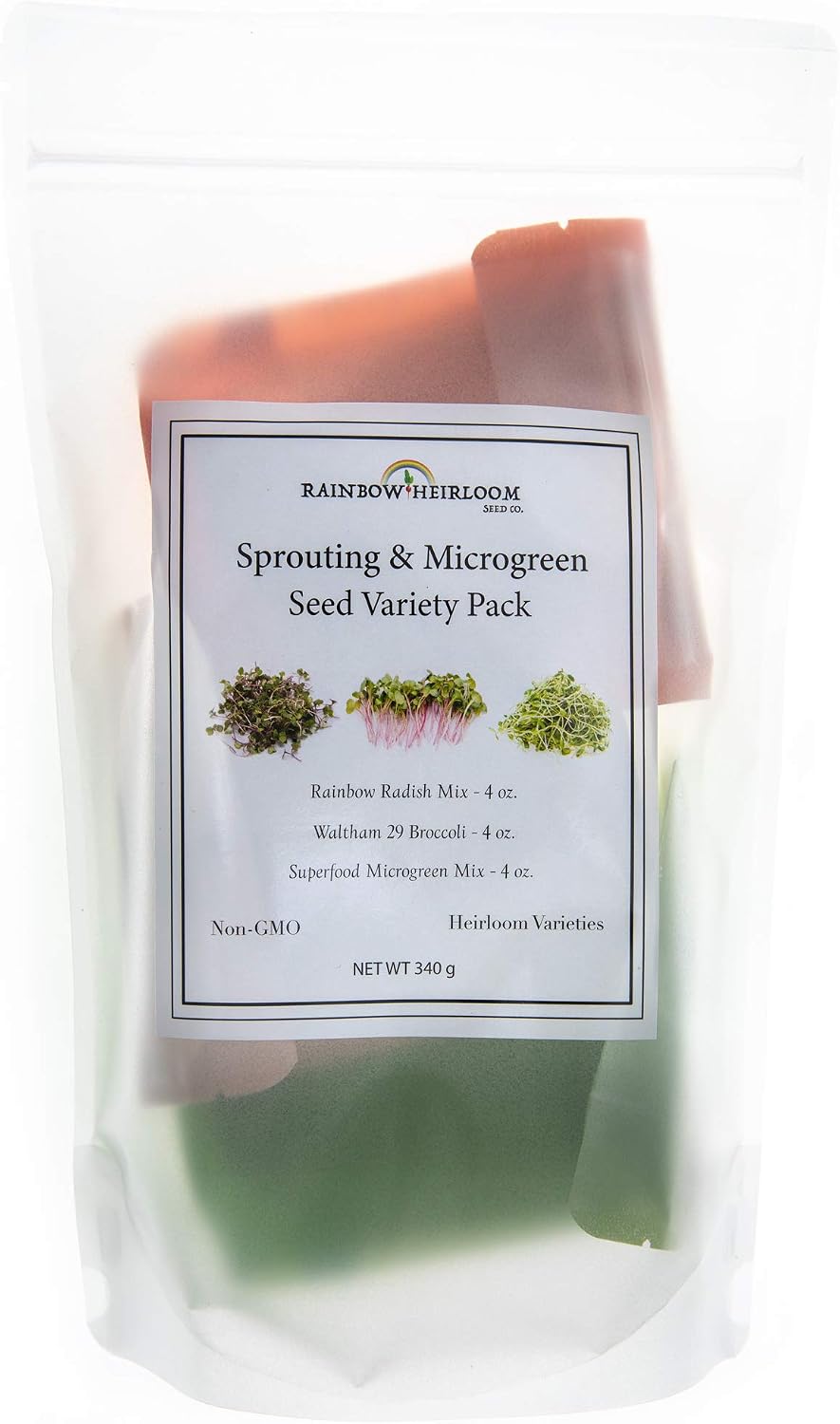 Heirloom Sprouting & Microgreen Seed Variety Pack | Contains Waltham 29 Broccoli Sprouting Seeds, Rainbow Radish
