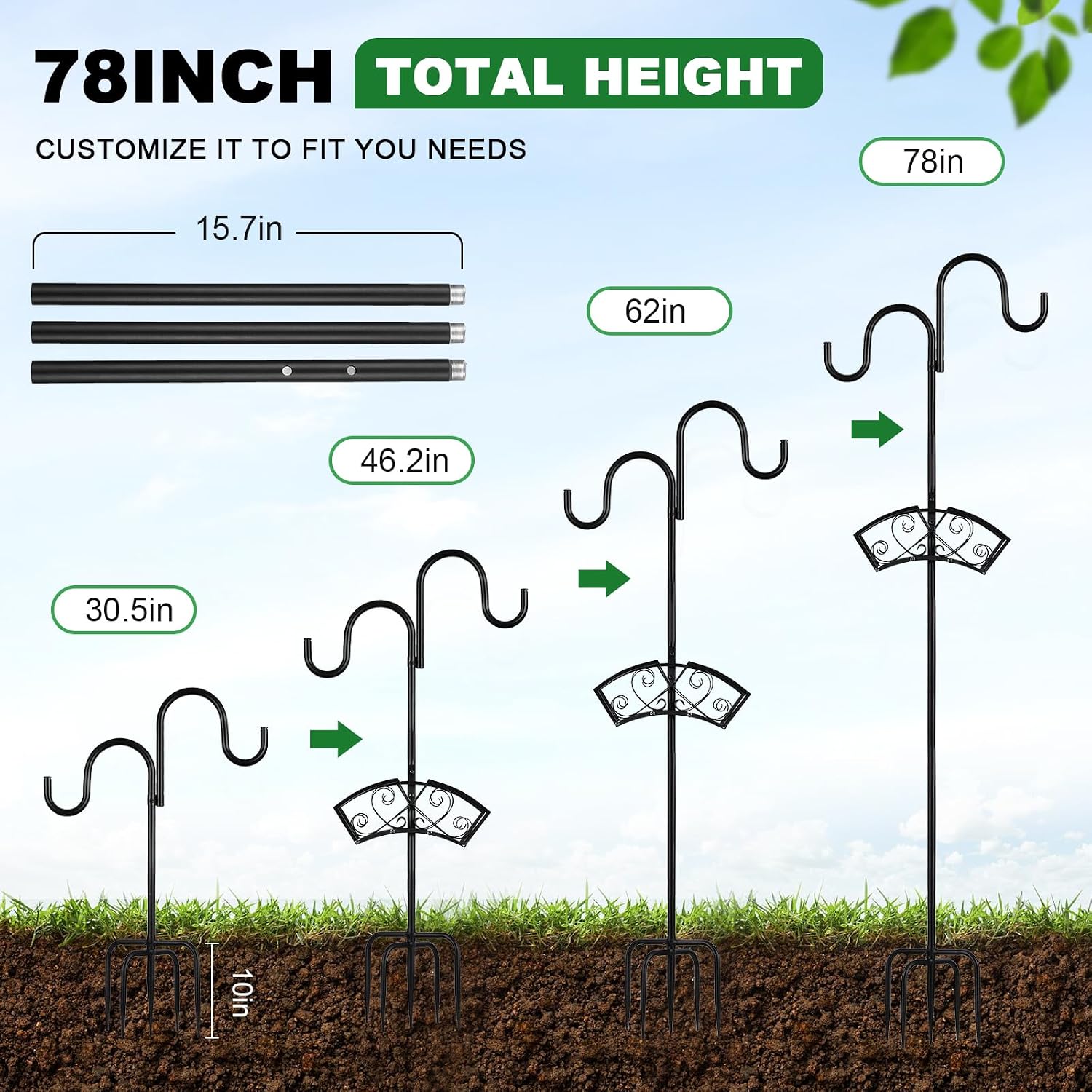 Garden Hose Holder, Freestanding Hose Stand for Outside, 150FT Hose Storage Organizer with 5-Prong Base and Shepherd
