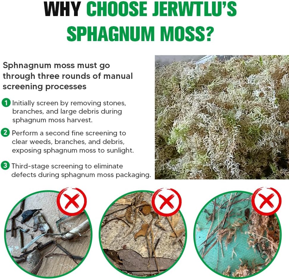Natural Long Fiber Sphagnum Moss 42QT for Orchid Potting Mix, and Moss Pole for Plants Indoor. Ideal for Propagating