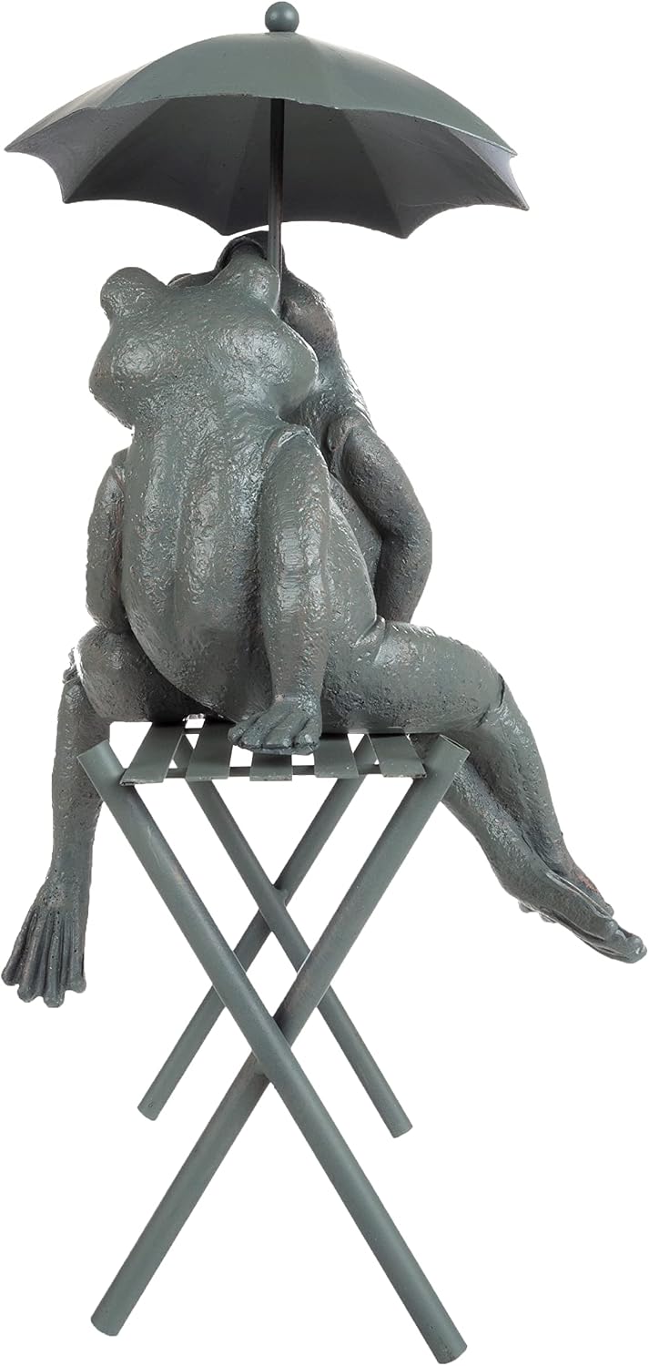Pure Garden Resin Whimsical Frog Couple Statue, Bronze, 8" x 6.25" x 14.5" | Romantic Animal Figurine for Outdoor
