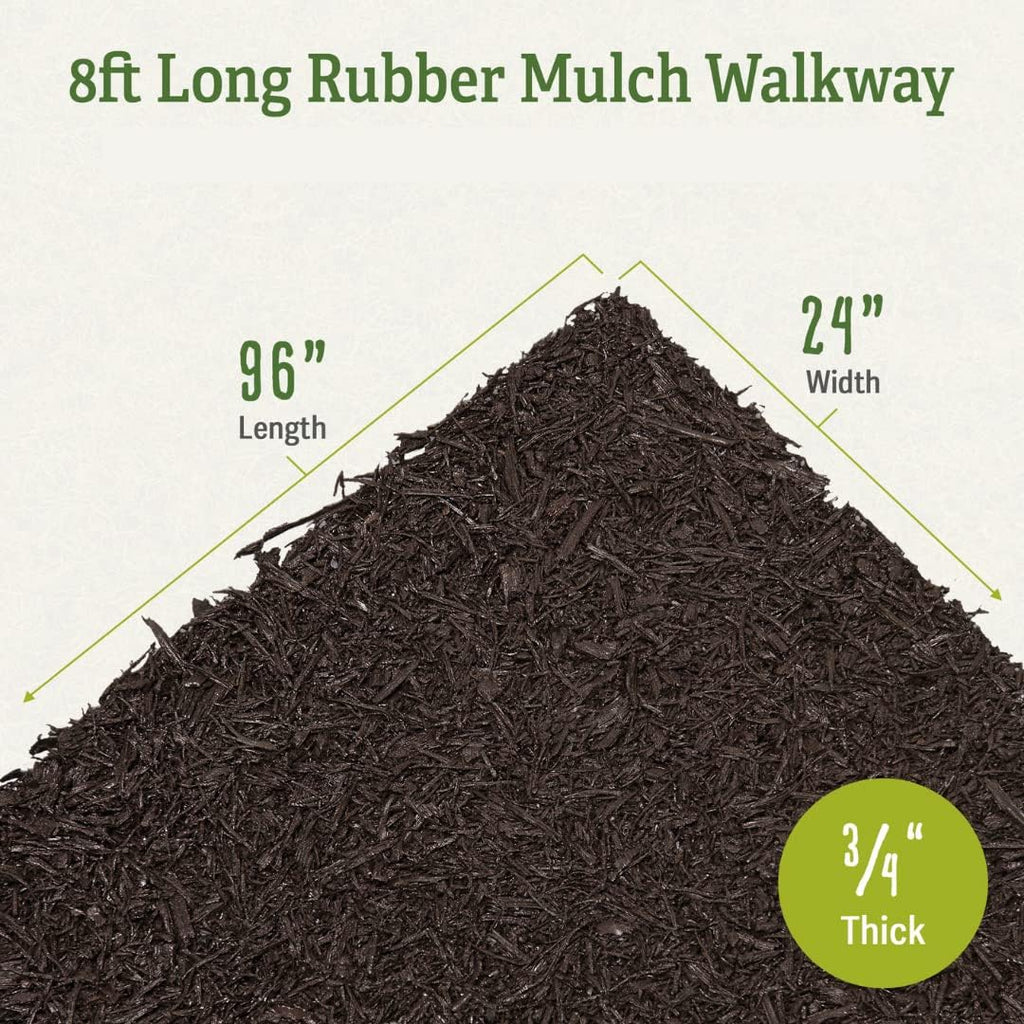 Gardener's Supply Company 100% Recycled Rubber Walkway- 8' x 2' (2 Pack) | Natural Looking Permanent Mulch Solution