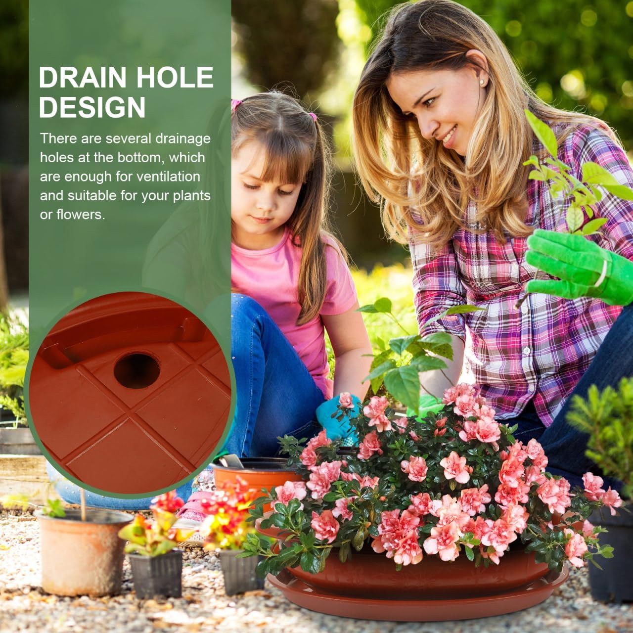 DOITOOL Bonsai Training Pots with Drainage Tray, 17 Inch Oval Bonsai Planter Pot Plastic Plants Growing Tree s Flower