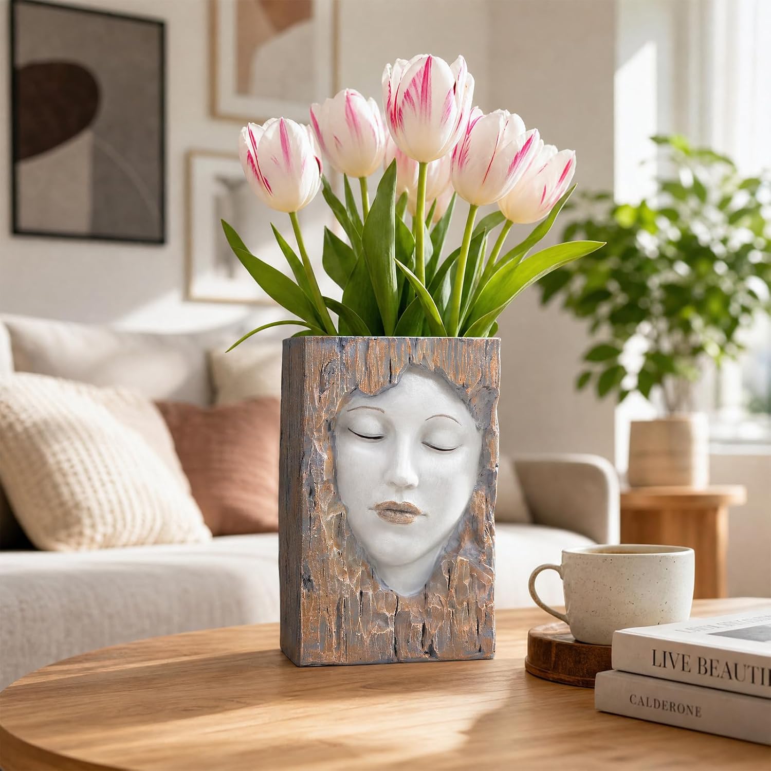 Abstract Face Planter Pot, Modern Head Flower Pot for Indoor Plants | Resin Decorative Planter for Succulents