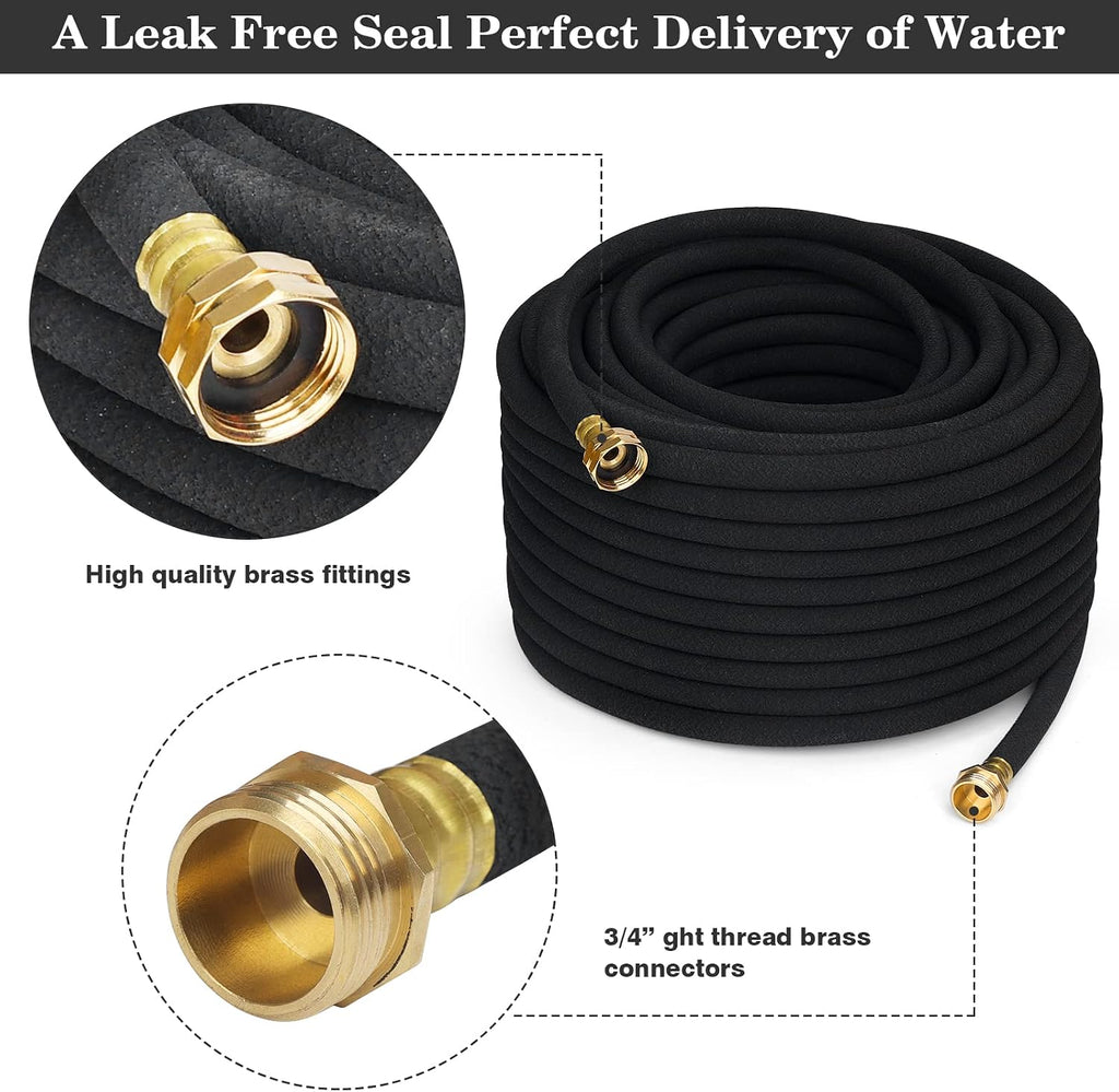 5/8" Soaker Hose for Garden Drip Hose Irrigation System with Solid Brass Fitting for Lawns Flower Beds & Vegetable