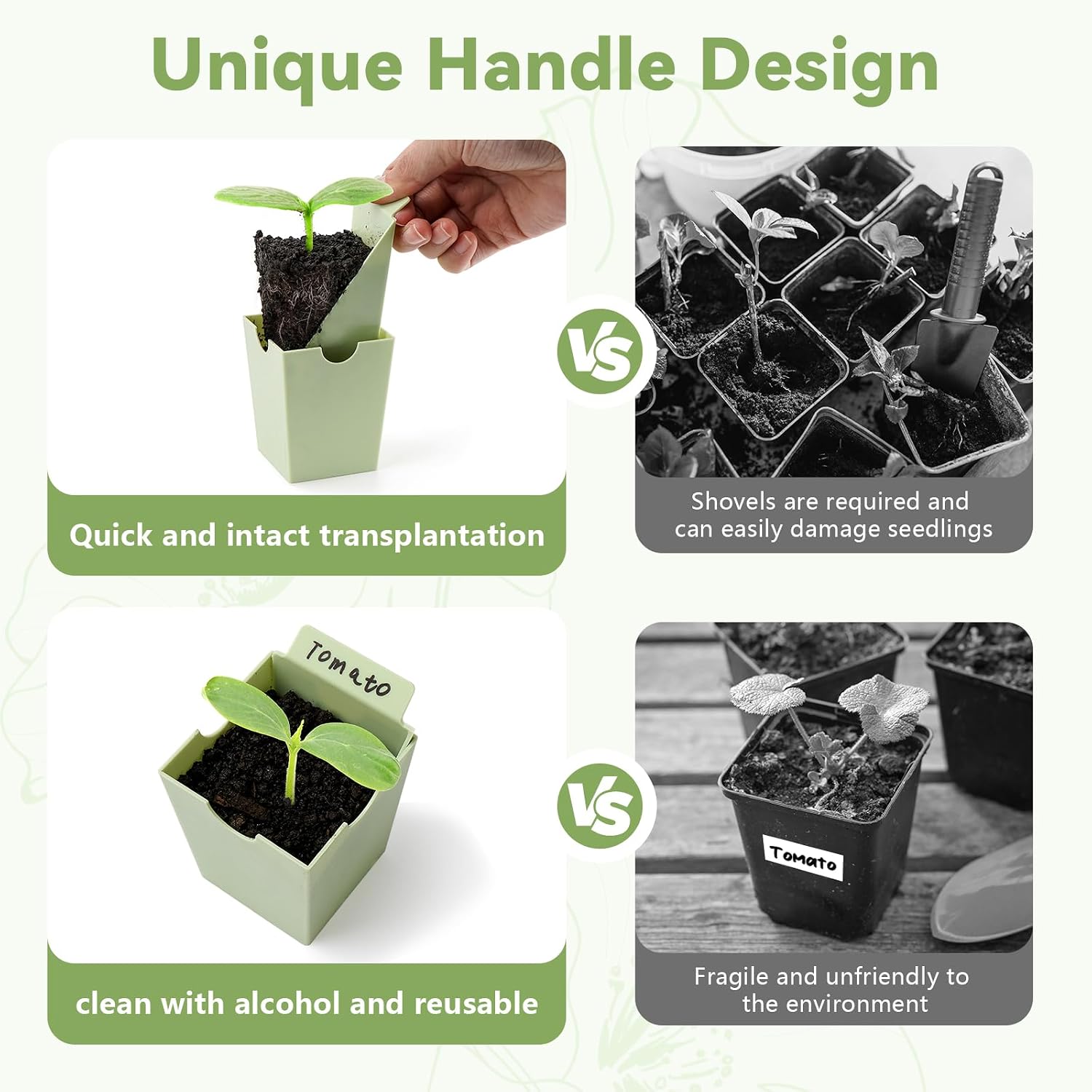 Seed Starter Tray with Lift-Out Handles for Easy Transplanting | 9 removable cells support individual care; reusable