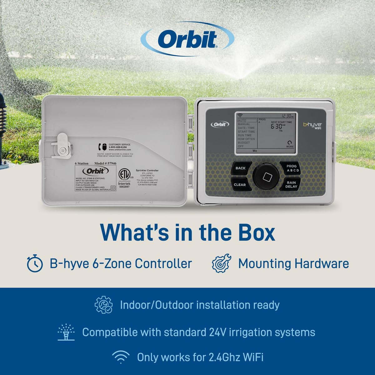 Orbit B-hyve Smart Indoor/Outdoor Sprinkler Controller - 6-Zone - App Controlled Smart Controller with Custom