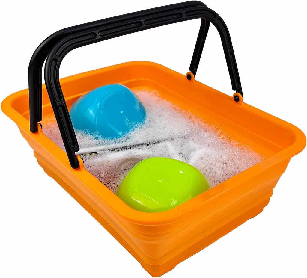 SAMMART Collapsible Basket with Handle 8L (2.1 Gallon) - Portable Outdoor Picnic Basket/Crate - Foldable Basin for