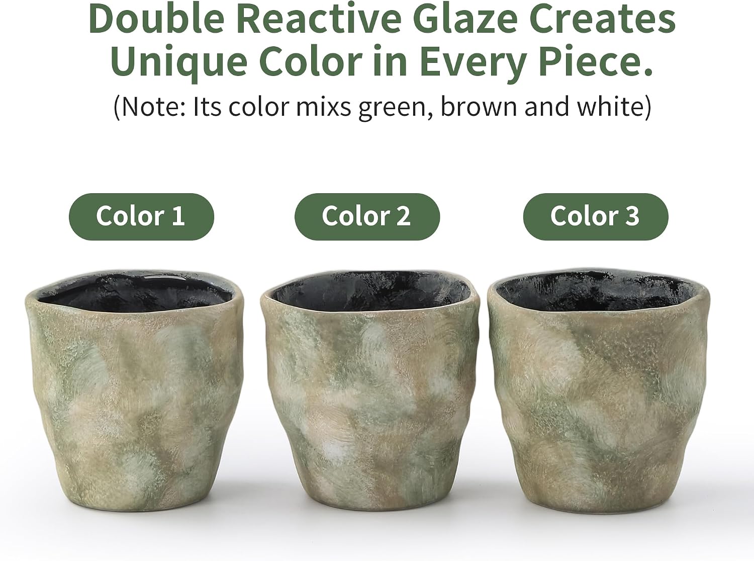 4+6 Inch Ceramic Planter Set of 2 with Drainage Hole,Saucer for Plants, Indoor-Outdoor Large Round Succulent Orchid