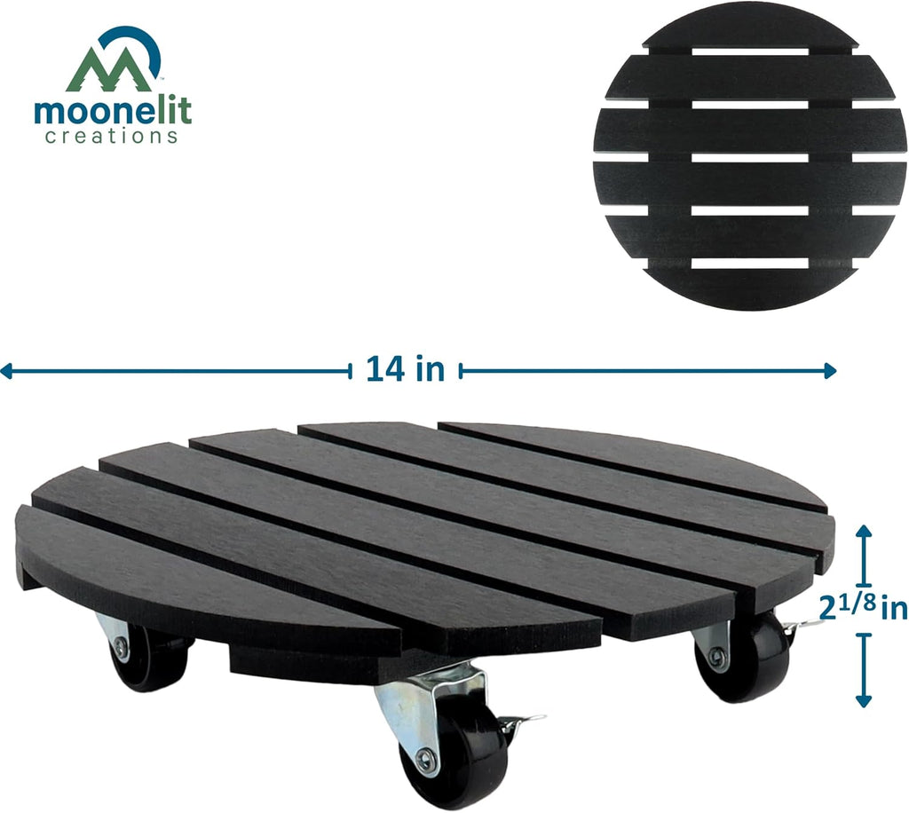 12" Plant Caddy, 2 Pack – Crafted from Recycled HDPE, 220 Lbs Capacity Dolly with 360-Degree Lockable Wheels for Plant