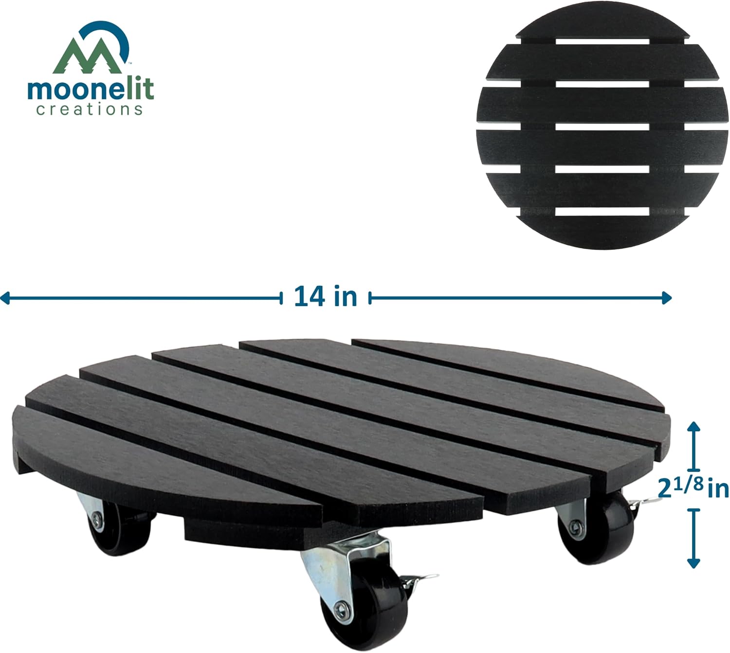 12" Plant Caddy, 2 Pack – Crafted from Recycled HDPE, 220 Lbs Capacity Dolly with 360-Degree Lockable Wheels for Plant