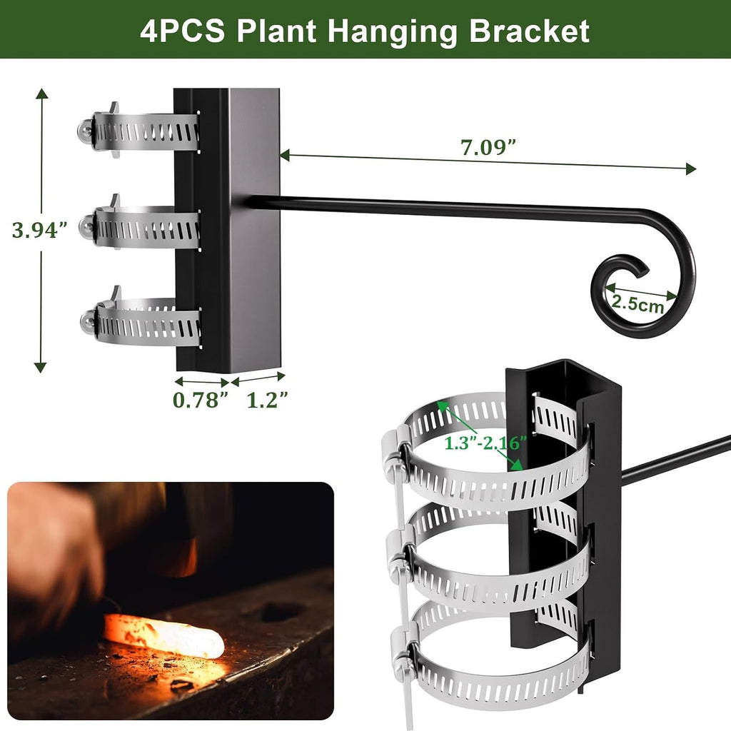 4Pcs Heavy Duty Railing Bird Feeder Hanger, Outdoor Hanging Bracket, Extended Hanger for Bird Feeders, Flower Baskets