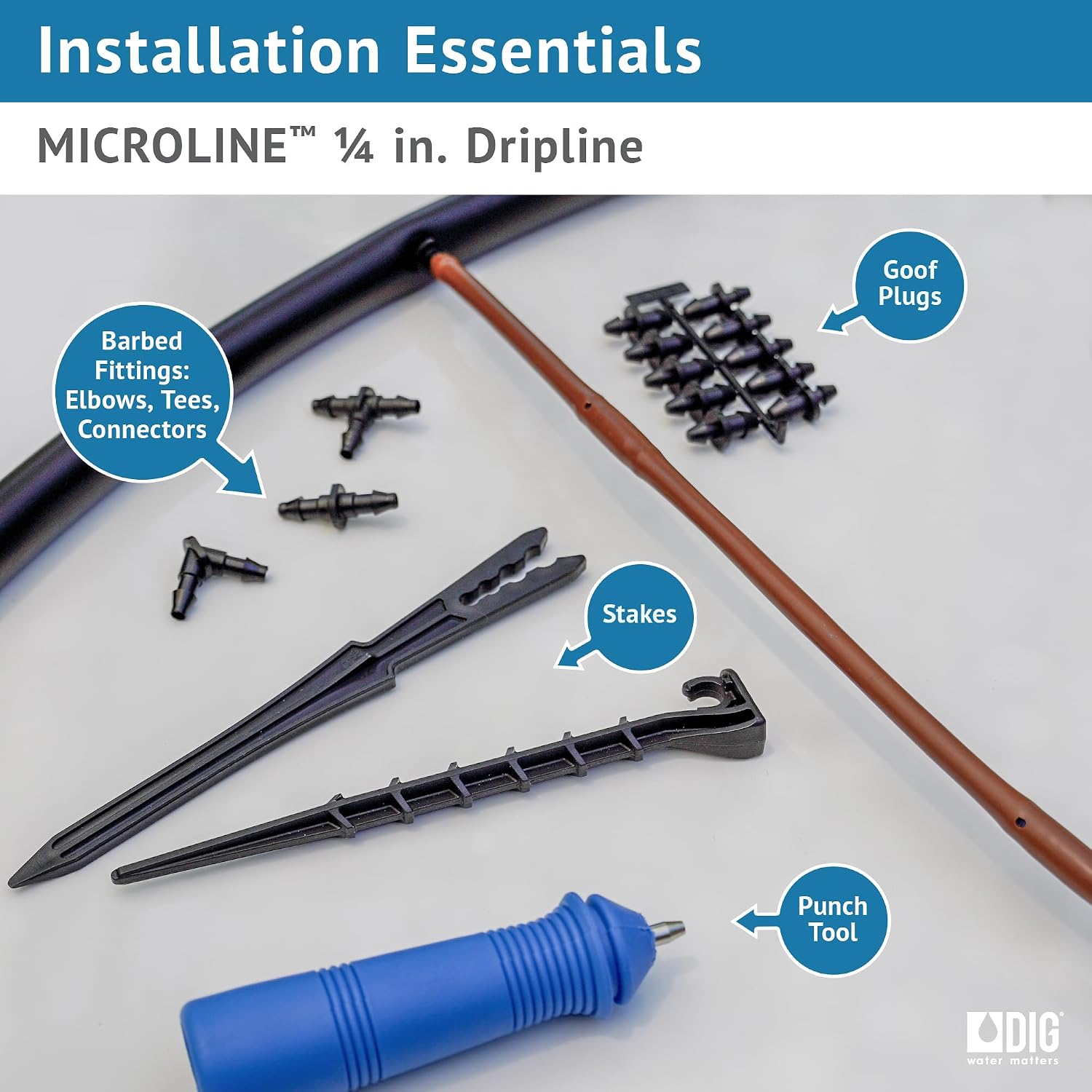 DIG ML-112B ¼” 100’ MICROLINE™ Dripline, 12” Dual Outlet Emitter Spacing, UV-Resistant Tubing for Efficient Irrigation