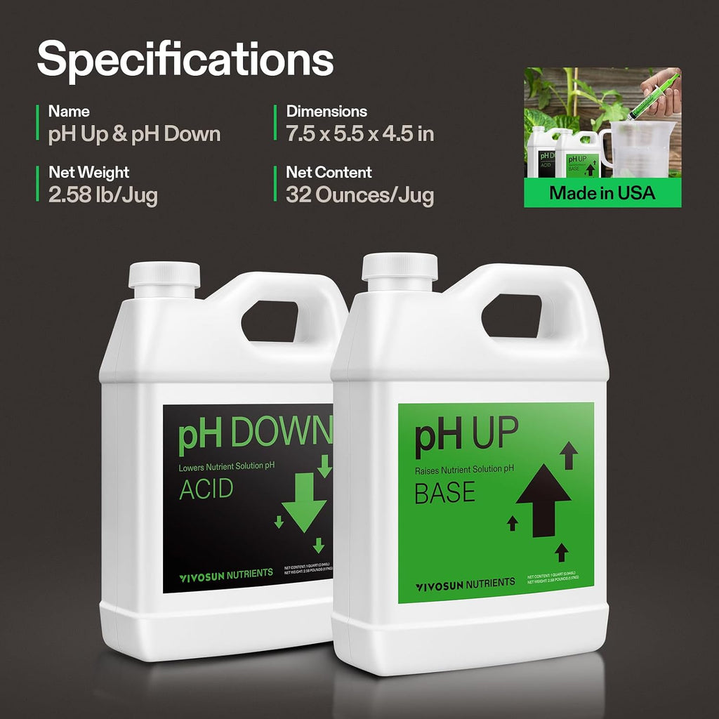 VIVOSUN pH Control Kit, Set of 32oz, pH Up & pH Down Kit | Balanced pH Level and Optimal Nutrient Uptake, pH Adjuster