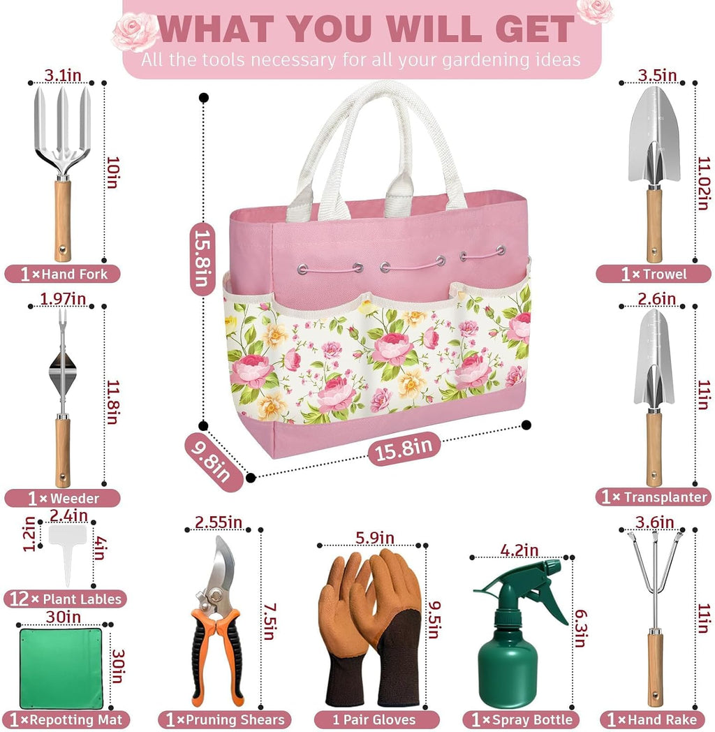 22PCS Garden Tools Set for Women,Birthday Gifts for Mom Wife Grandma,Heavy Duty Hand Tool Kit Gardening Supplies
