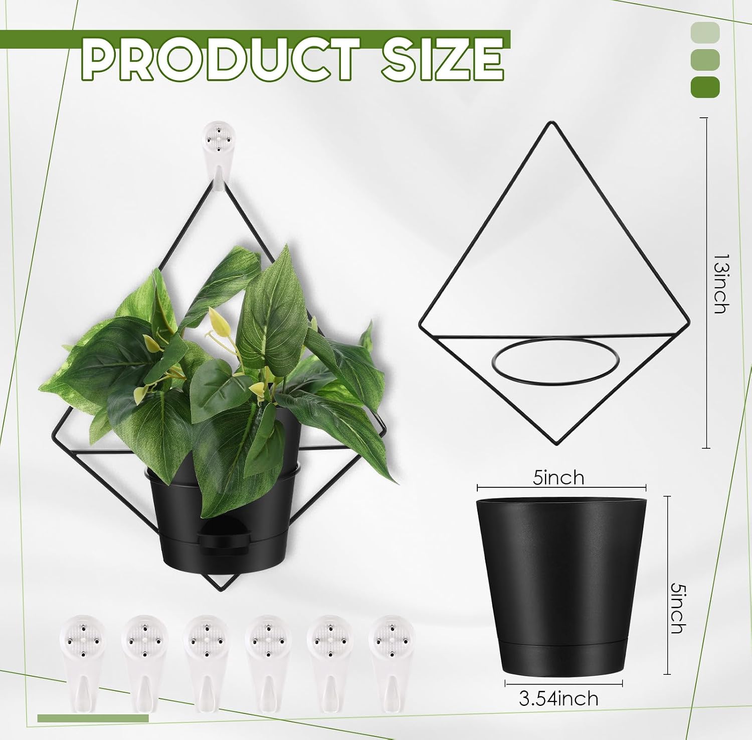 6 Sets Wall Planters for Indoor Plants Hanging Wall Planter with Metal Holder Geometric Self Watering Wall Pots Mounted