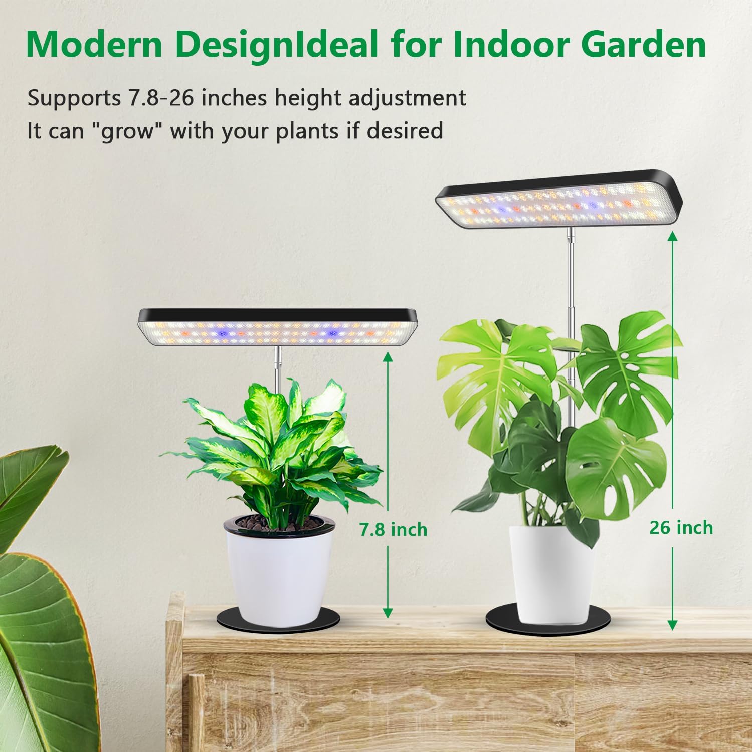 Aumtrly Grow Light Black 2 Pack, Full Spectrum Indoor Plant Light with Base | 3 Spectrum Modes, 5000K White, 26"