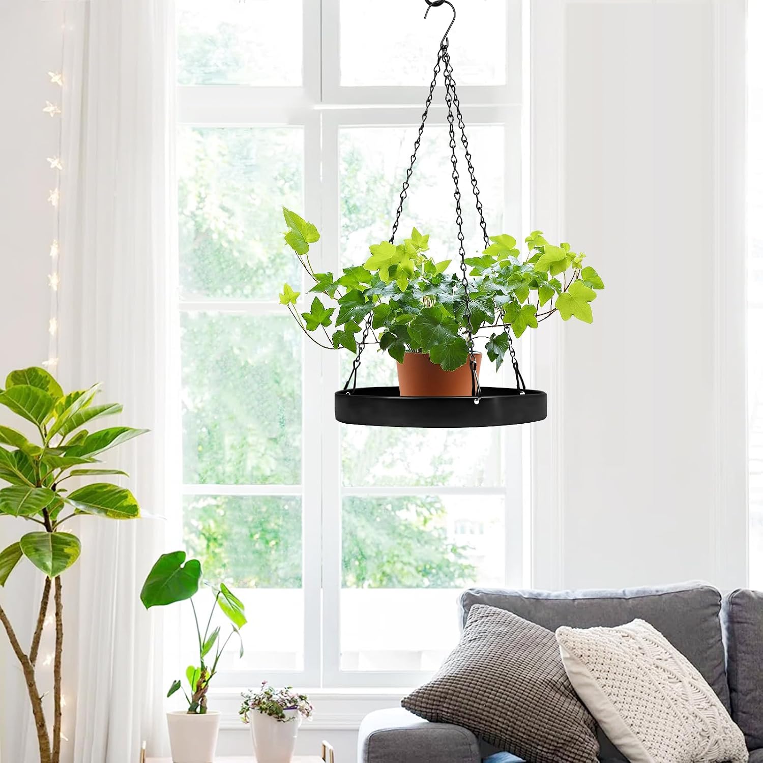 Plant Hanger Indoor, 3 Pack Black Metal Hanging Planters for Indoor Plants | Plant Hangers for Indoor Outdoor Plants