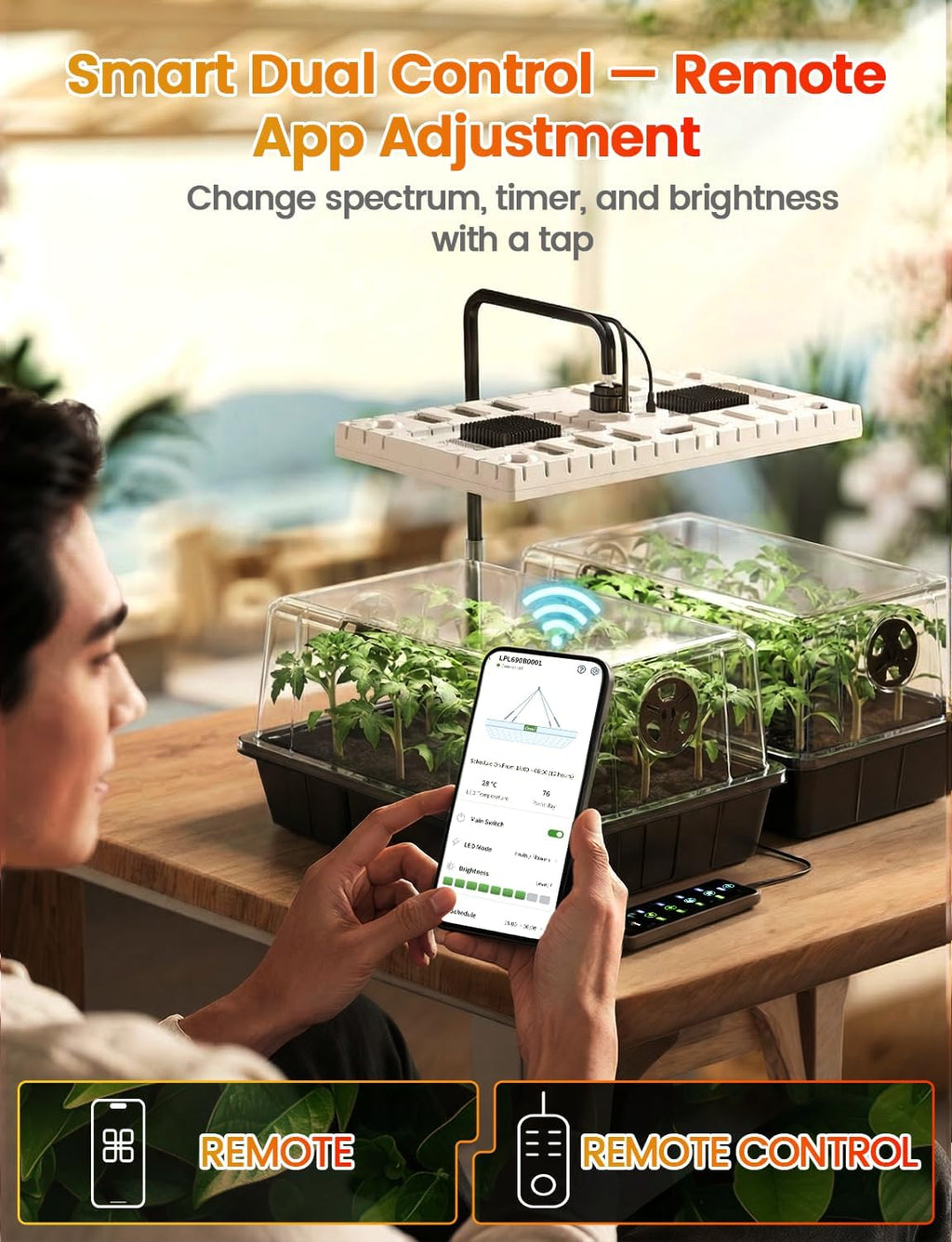 MetryGrow 48W Full Spectrum LED Grow Light Seed Starter Kit, 80-Cell Tray with 30W Heating Mat & Adjustable Dome