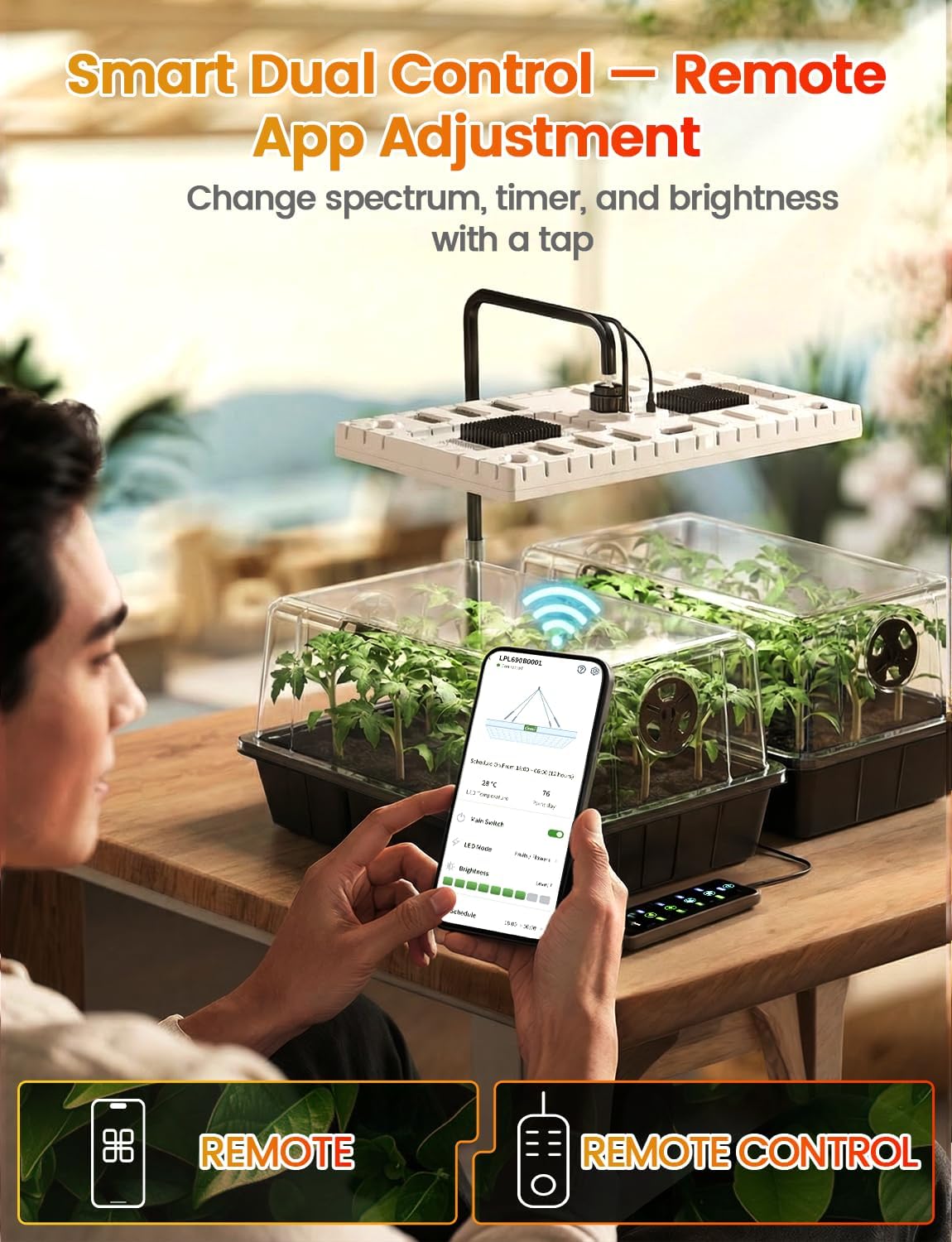 MetryGrow 48W Full Spectrum LED Grow Light Seed Starter Kit, 80-Cell Tray with 30W Heating Mat & Adjustable Dome
