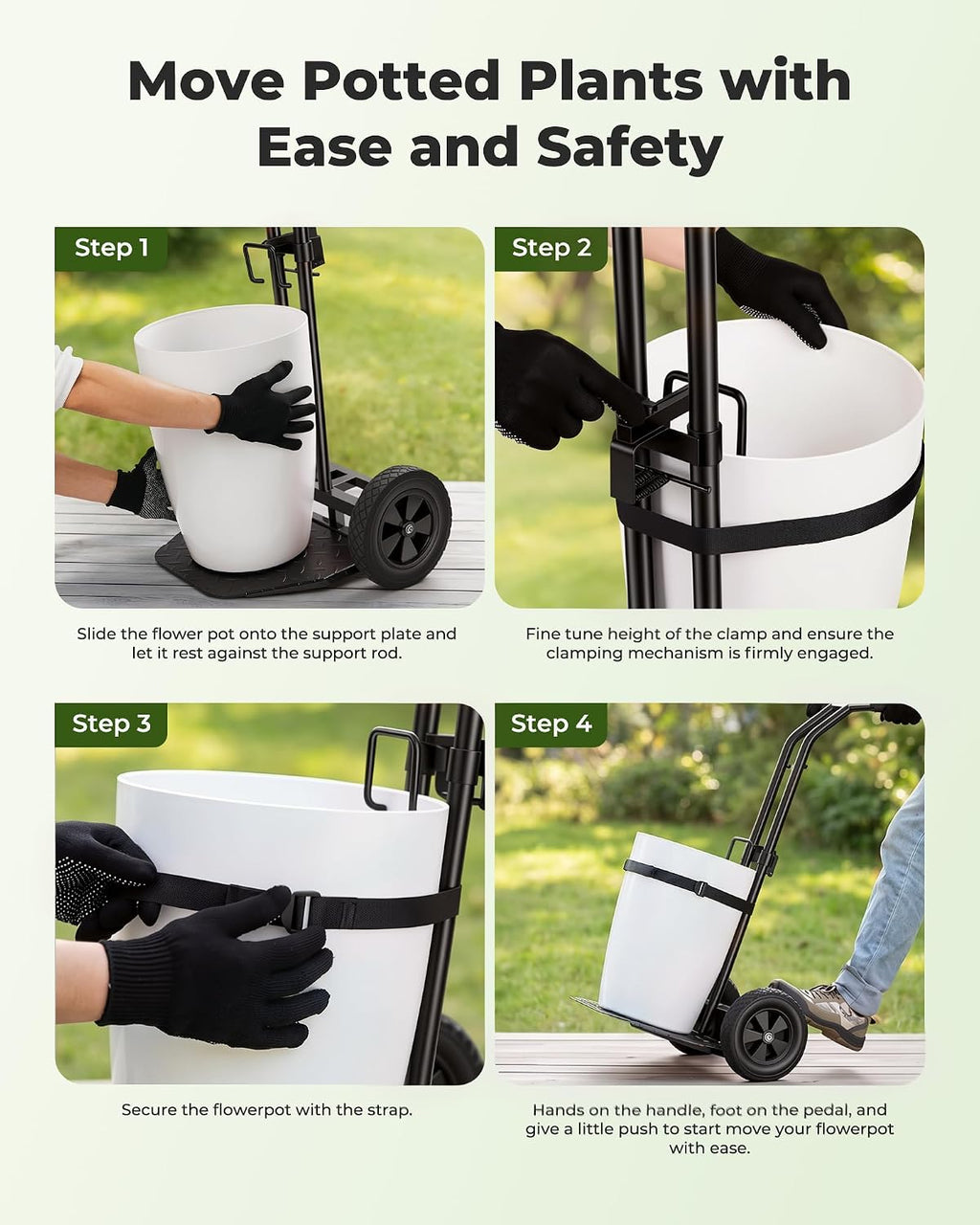 Brightown-Plant-Caddy-with-Wheels Heavy Duty, 200 Lbs Ergonomic Plant Dolly | Plant Dolly for Elderly with Adjustable