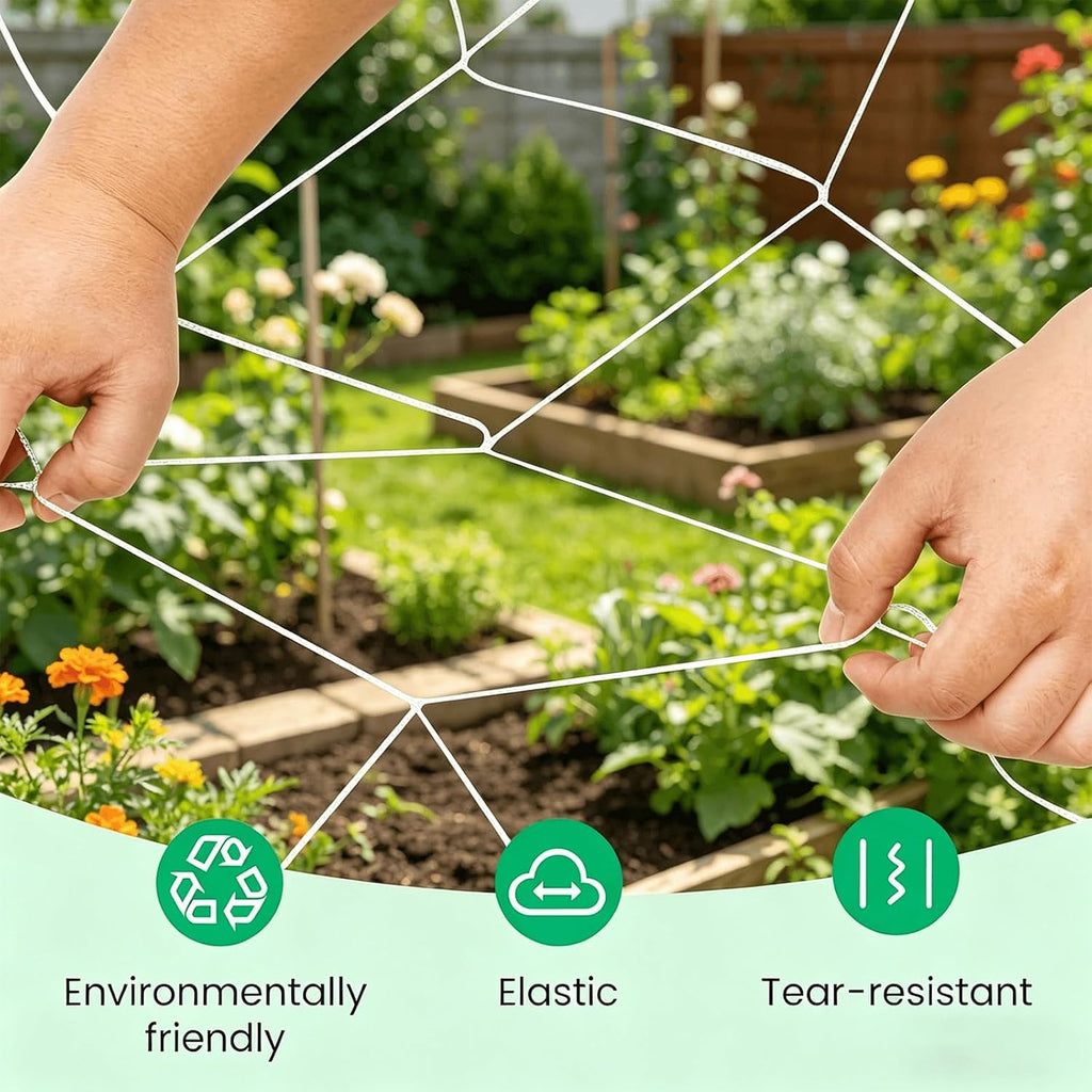 Garden Trellis Netting Roll 5x500ft 6inch Soft Mesh Nylon Heavy Duty Reinforced Garden Plant Support Trellis Net for